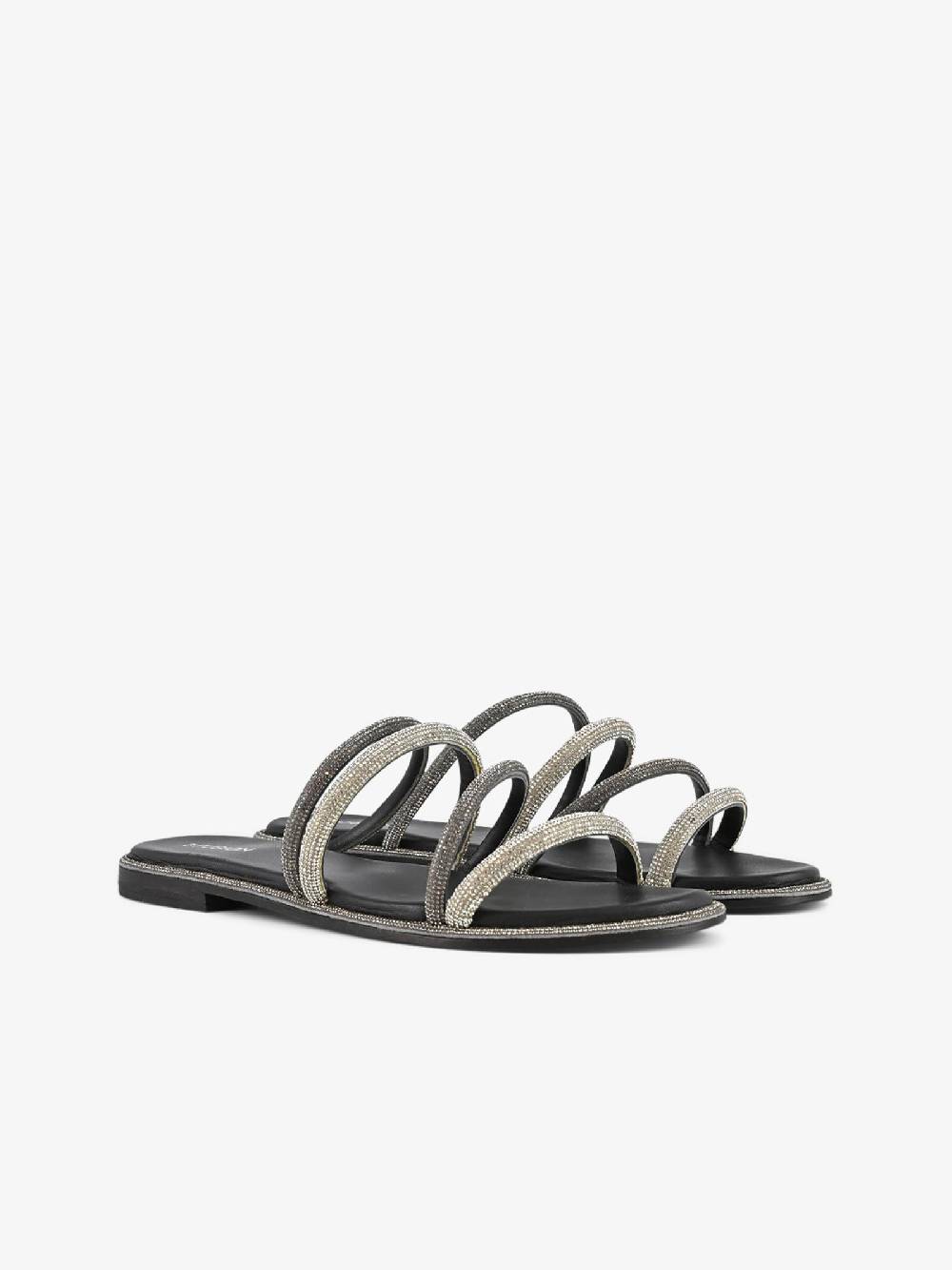 CB FUSION Sandali bassi con fasce strass CBF.R224010 donna pelle grigio Vendita Calda