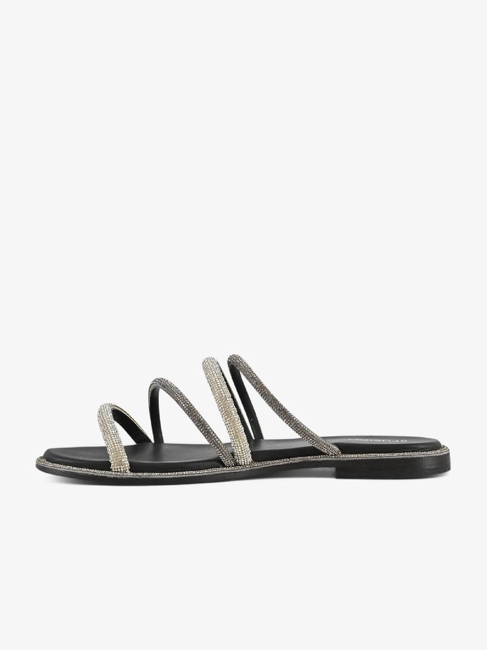CB FUSION Sandali bassi con fasce strass CBF.R224010 donna pelle grigio Vendita Calda
