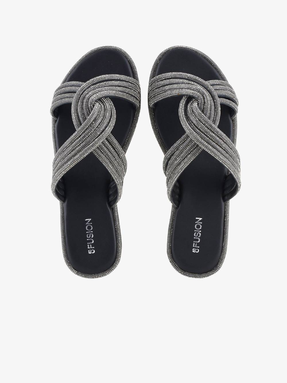 CB FUSION Sandali bassi fascia nodo strass CBF.R224008 donna pelle grigio Vendita Economica