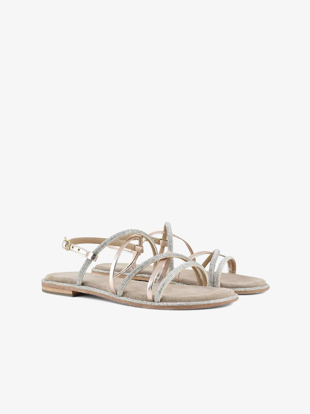 CB FUSION Sandali bassi con cinturino mix con strass CBF.R224007 donna pelle beige I Più Venduti