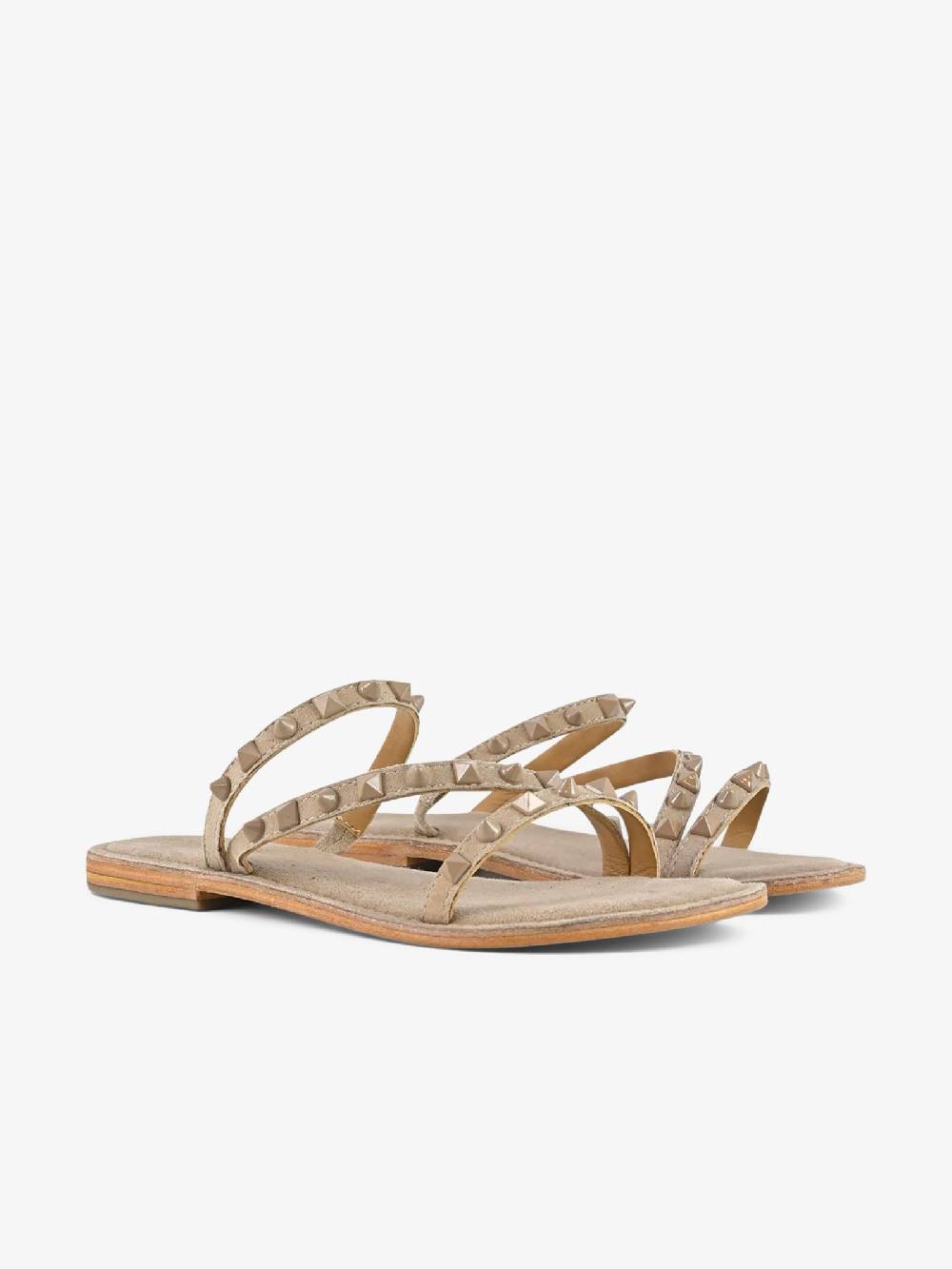CB FUSION Sandali bassi con fascie e borchie piramidali CBF.R224004 donna pelle beige In Saldo