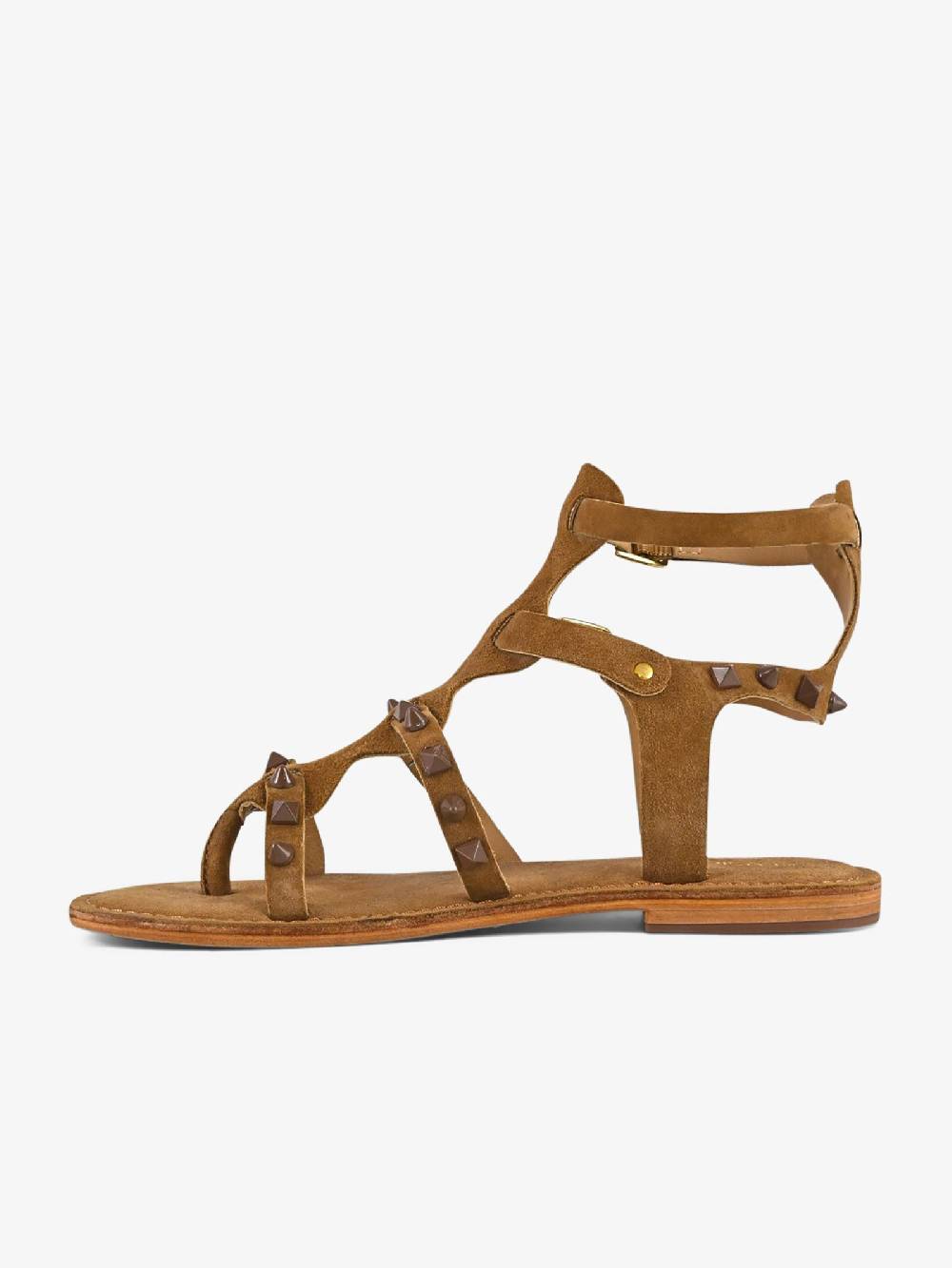 CB FUSION Sandali bassi gladiatore borchie piramidali CBF.R224001 donna pelle marrone Nuova