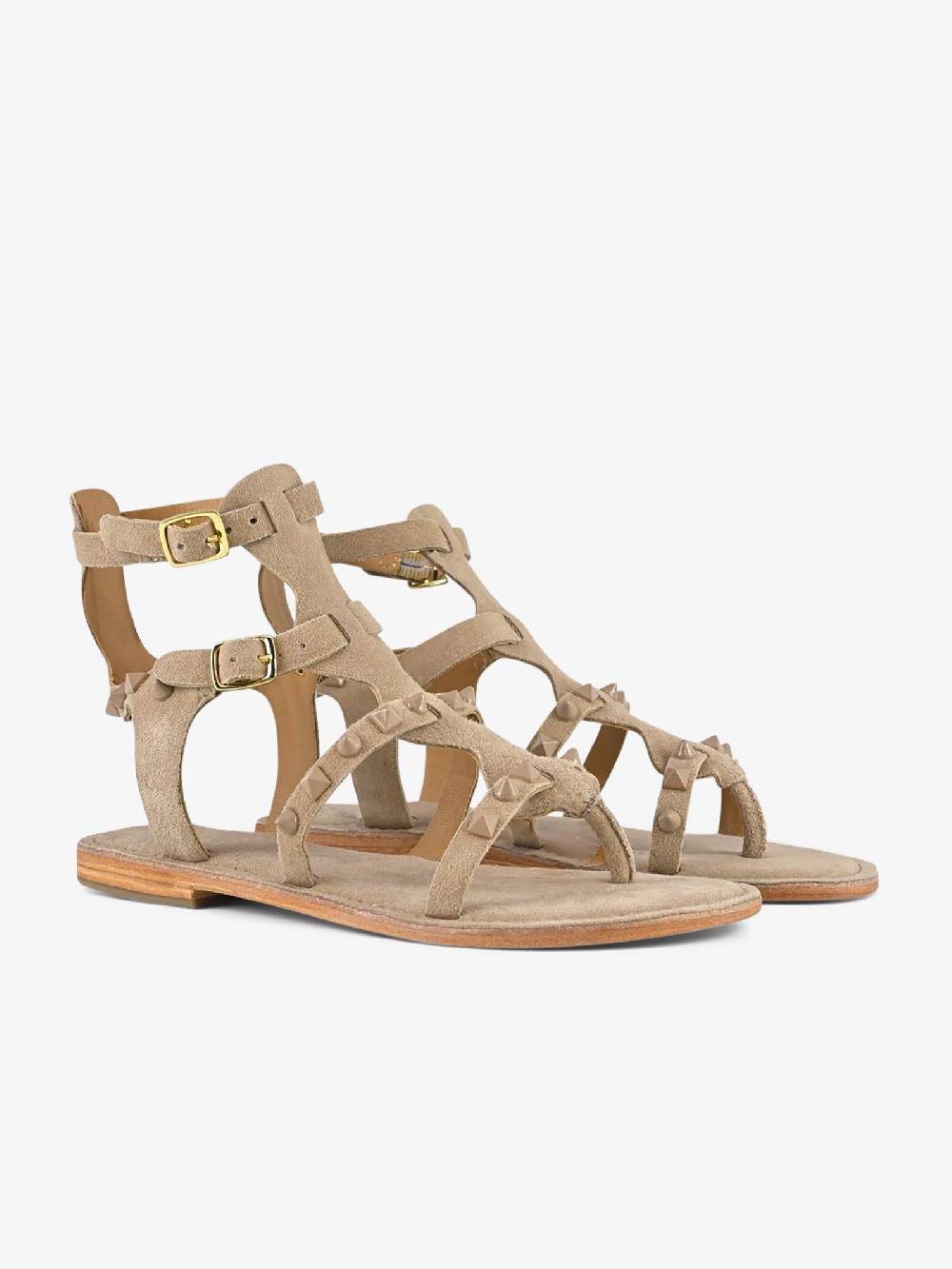 CB FUSION Sandali bassi gladiatore borchie piramidali CBF.R224001 donna pelle beige Moda