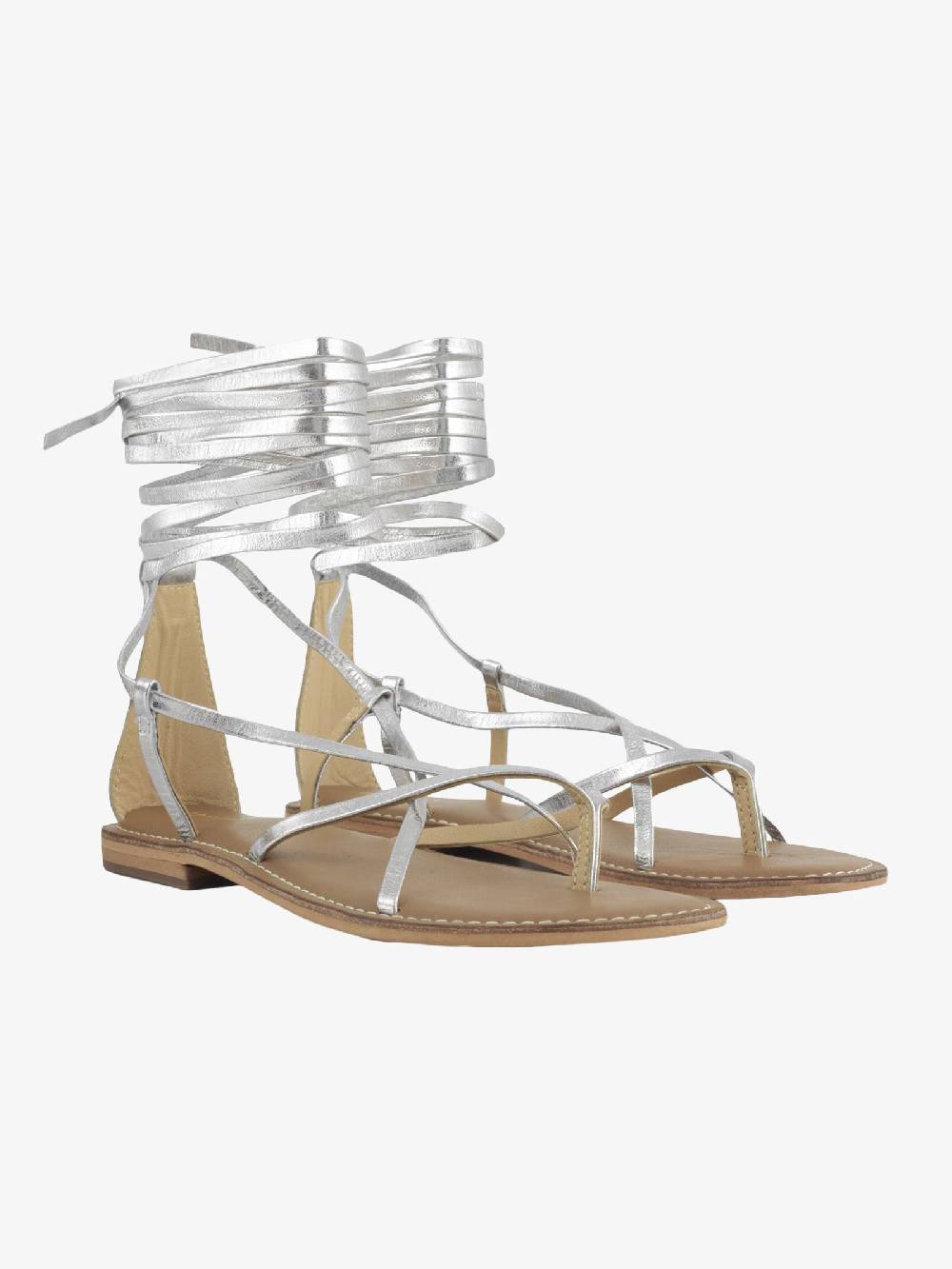 CB FUSION Sandali bassi argento donna con lacci in pelle Italia
