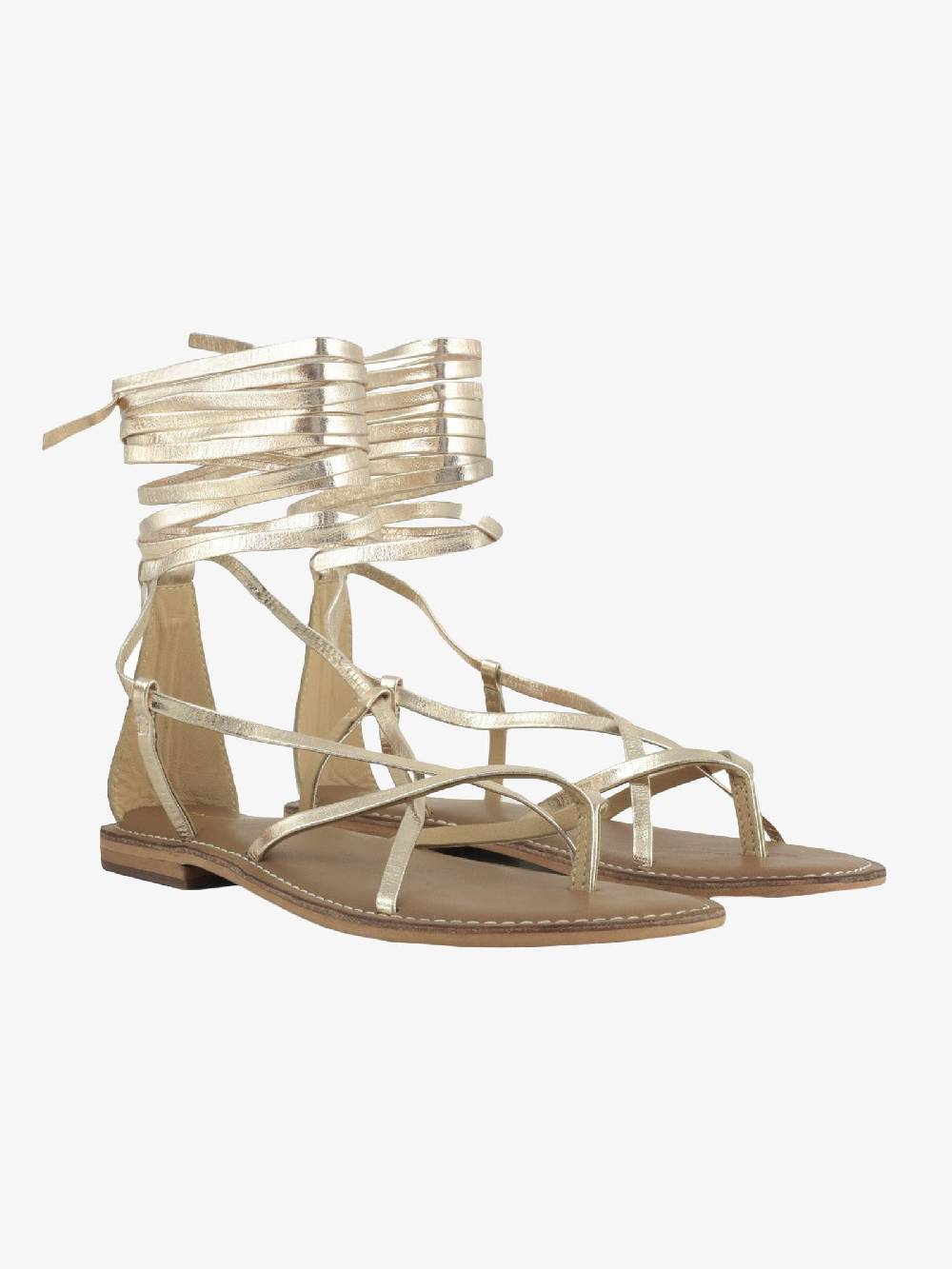 CB FUSION Sandali bassi oro donna con lacci in pelle 2025