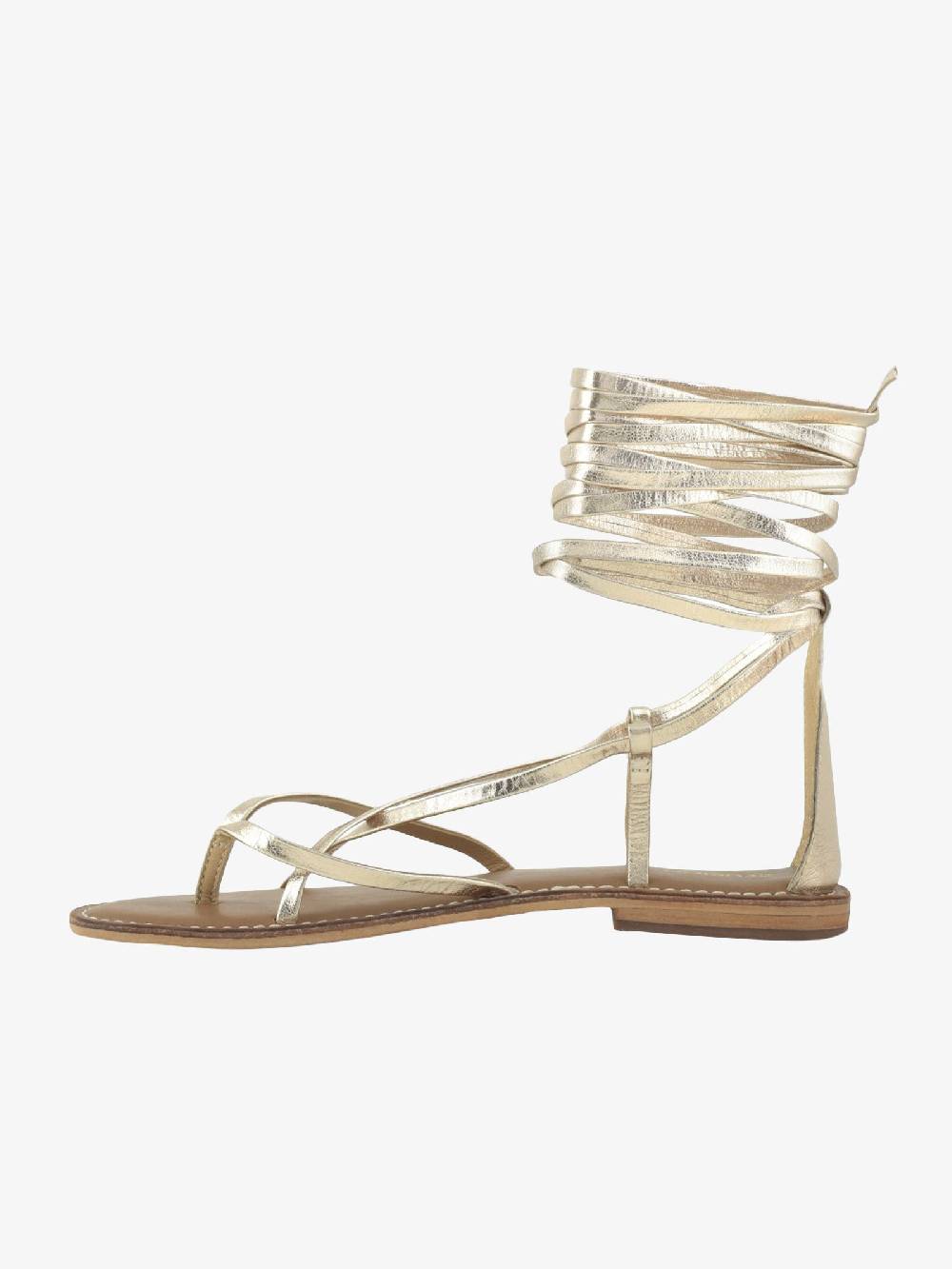 CB FUSION Sandali bassi oro donna con lacci in pelle 2025