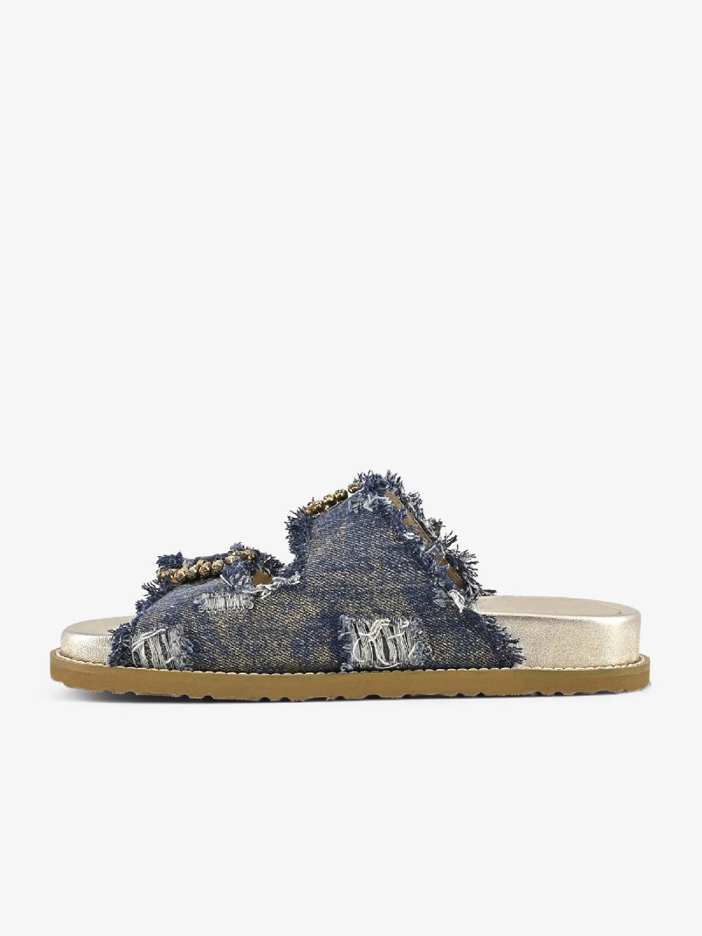CORAL BLUE Ciabatte gioiello denim sfrangiato CB.K224.23 donna pelle blu Negozio