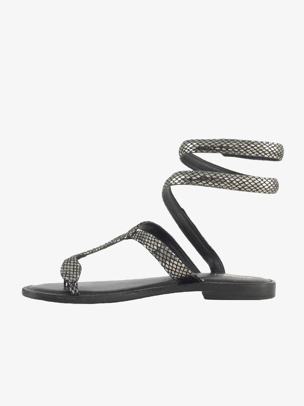 CB FUSION Sandali donna in pelle laminata argento Vendita Economica