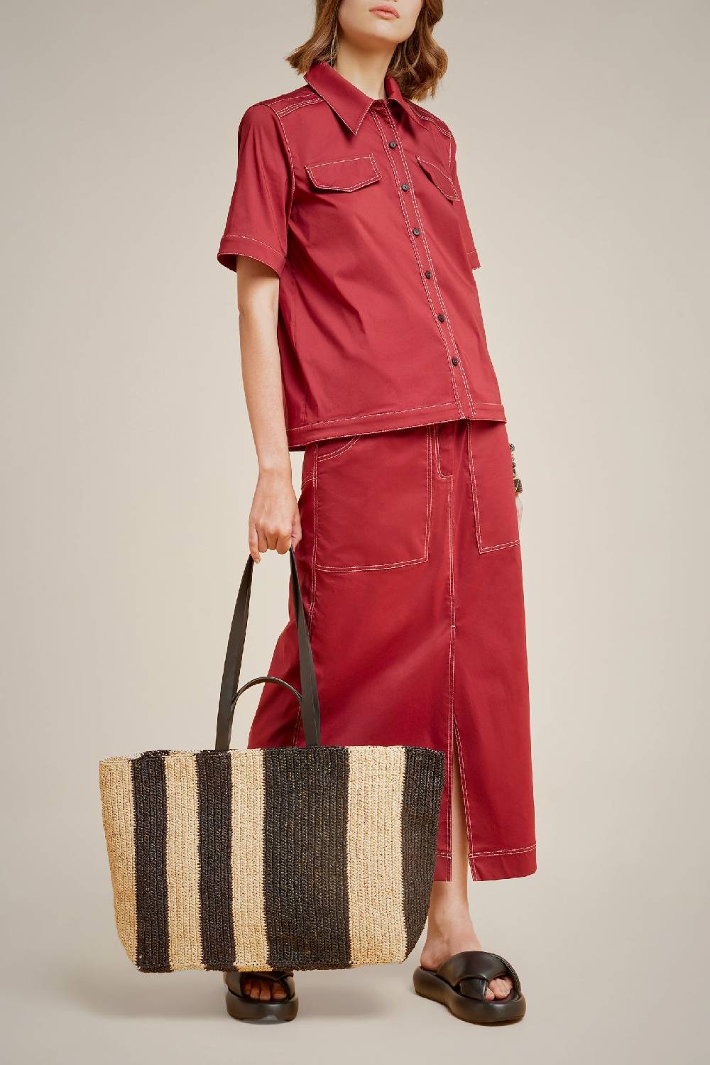 Liviana Conti MAXI TOTE A RIGHE S4AA4SA84A15-Y.NR Economico