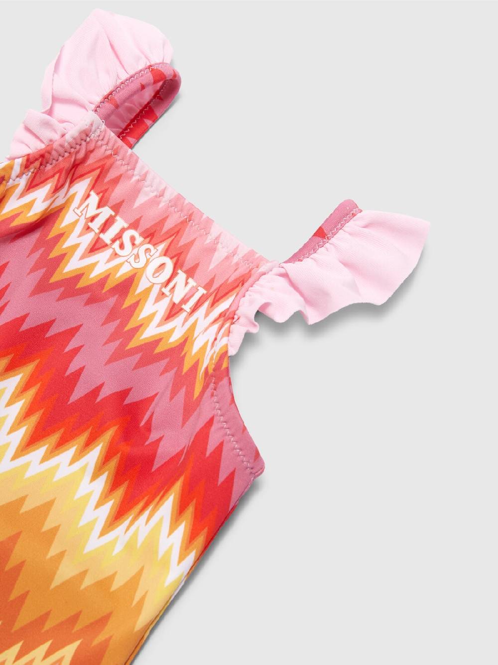 M Missoni Costume intero chevron con volant e logo In Linea