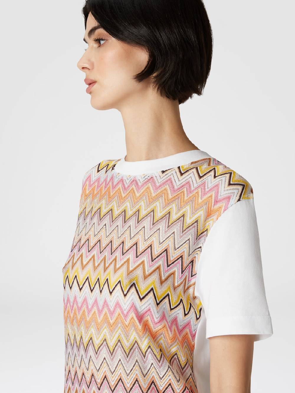 M Missoni T-shirt in jersey di cotone con inserti chevron Consegna Veloce