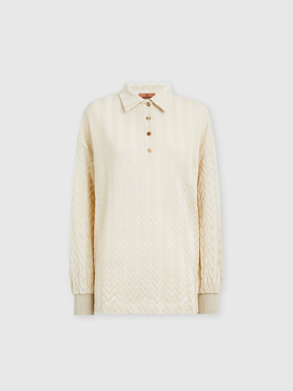 M Missoni Polo a maniche lunghe con chevron tono su tono Affare Del Giorno