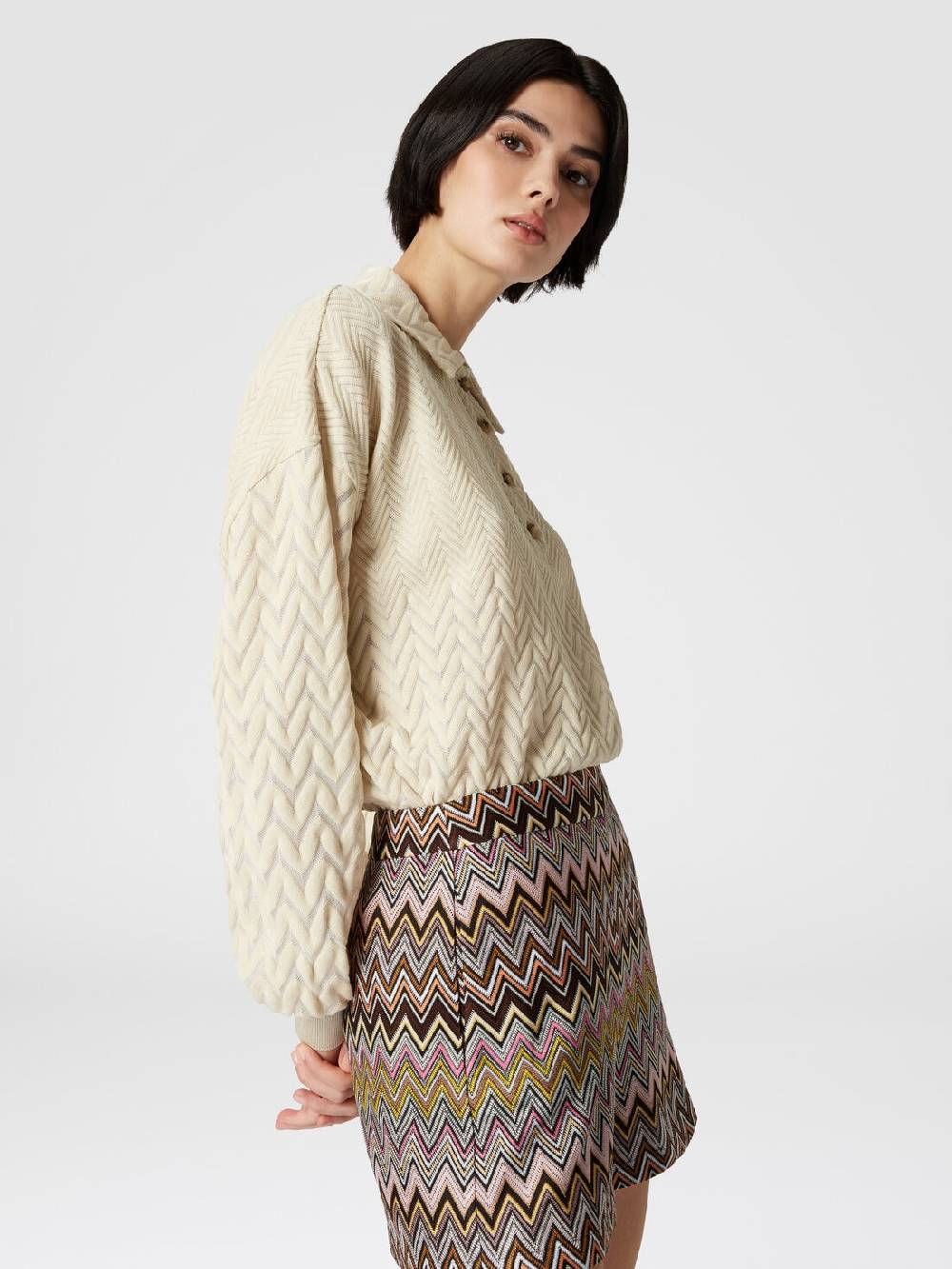 M Missoni Polo a maniche lunghe con chevron tono su tono Affare Del Giorno