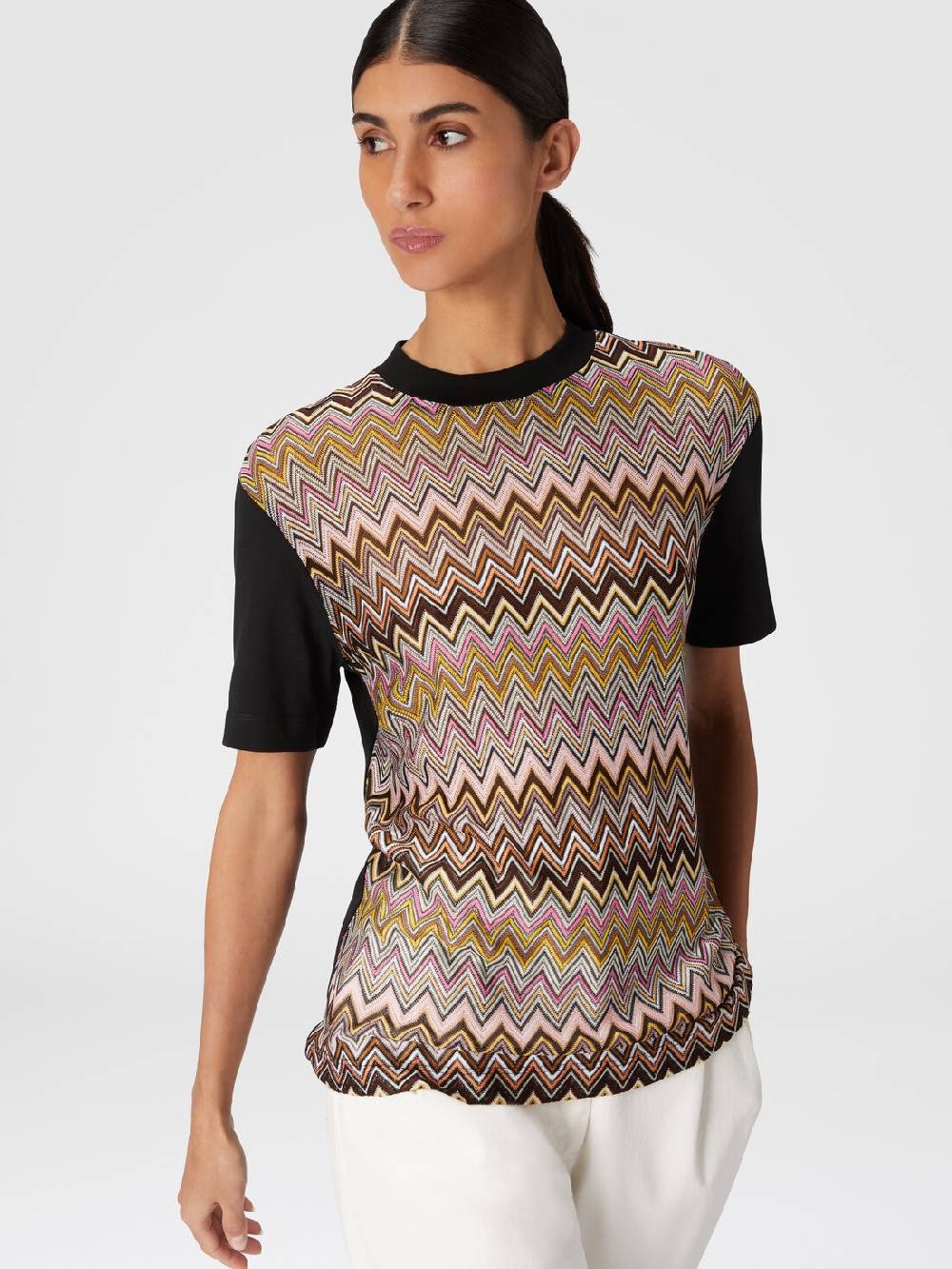M Missoni T-shirt in jersey di cotone con inserti chevron Convenienza