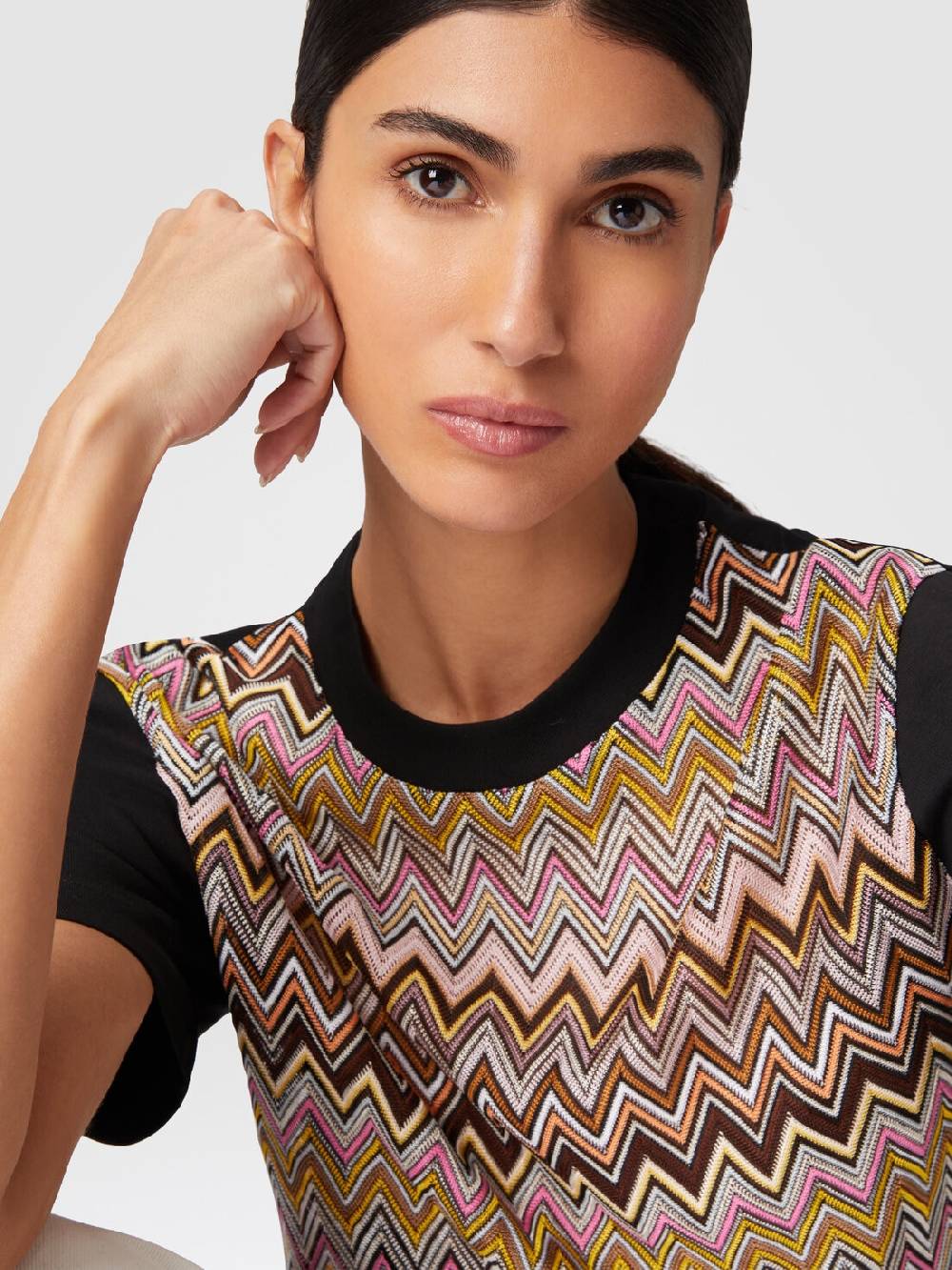 M Missoni T-shirt in jersey di cotone con inserti chevron Convenienza