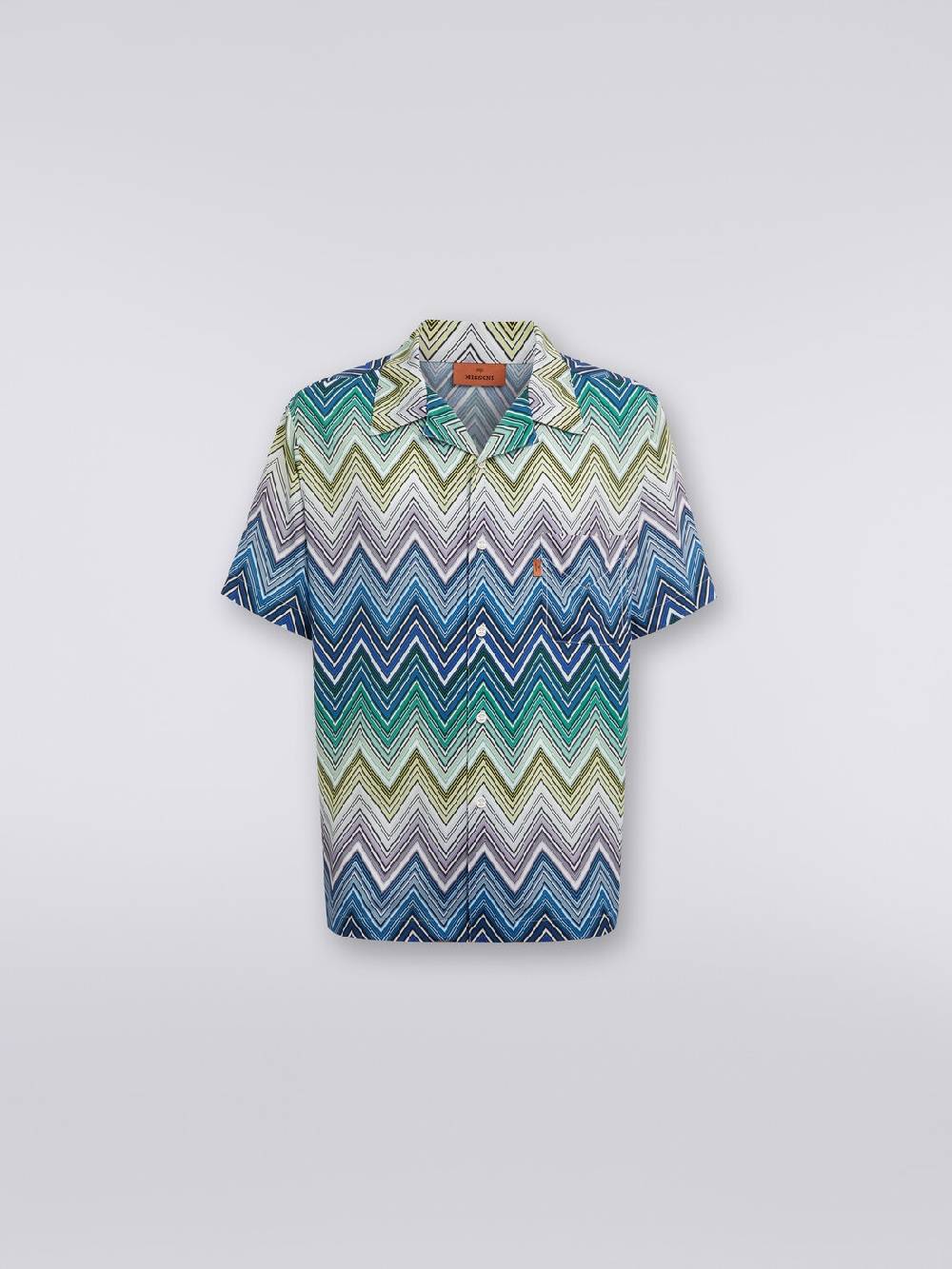 M Missoni Camicia a maniche corte in viscosa con stampa macro zig zag Novità