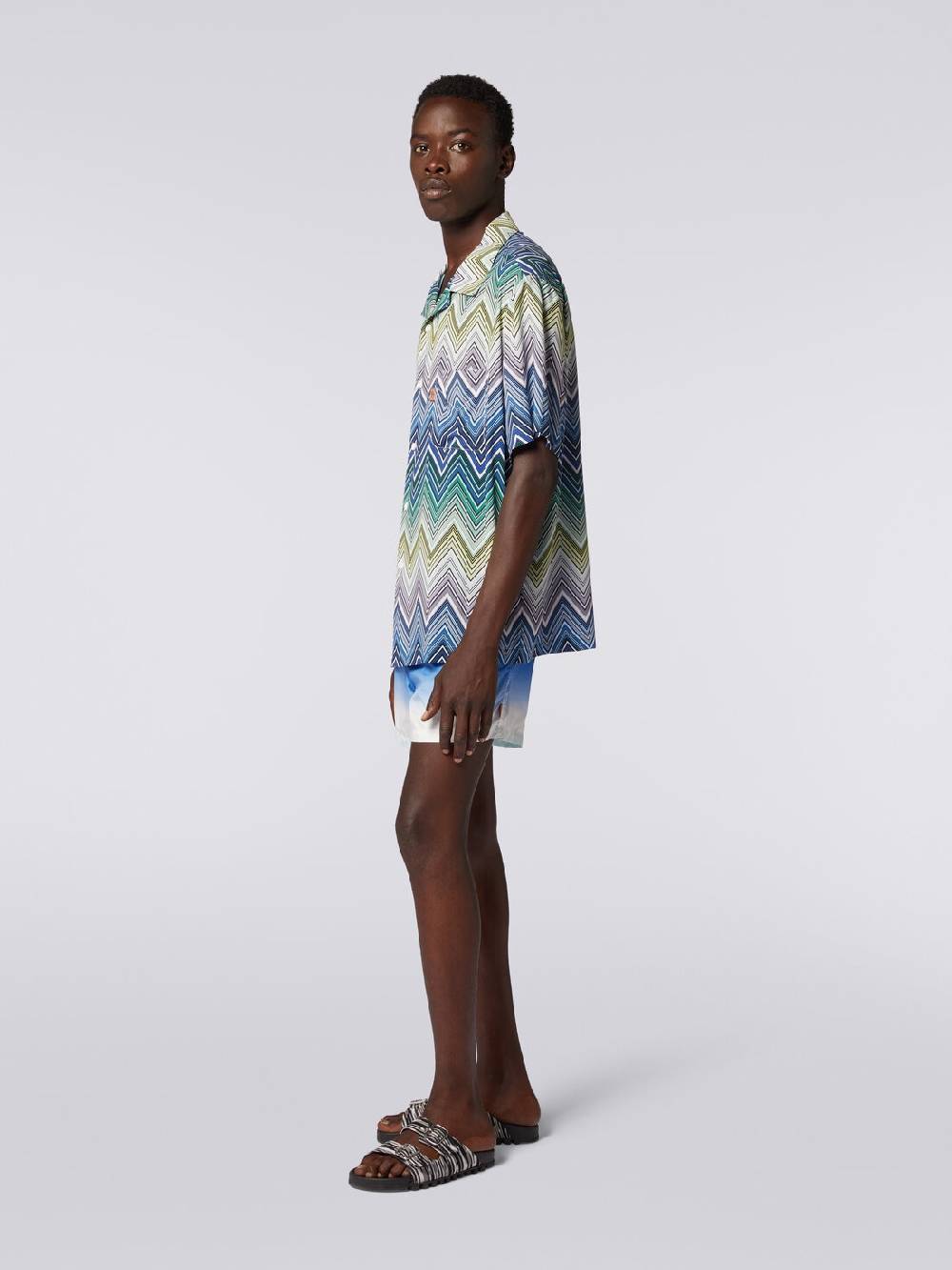 M Missoni Camicia a maniche corte in viscosa con stampa macro zig zag Novità