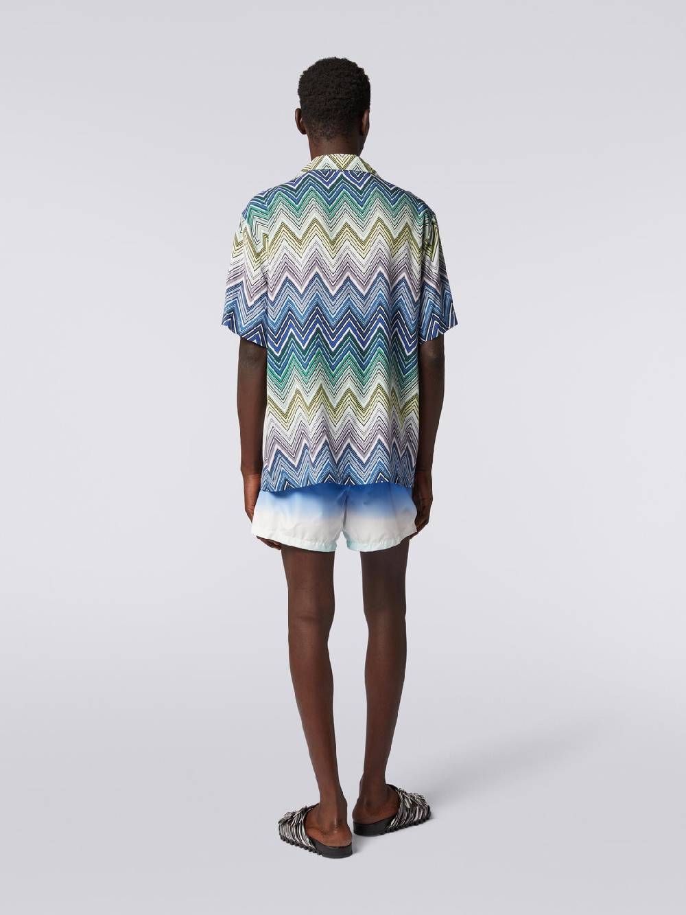 M Missoni Camicia a maniche corte in viscosa con stampa macro zig zag Novità
