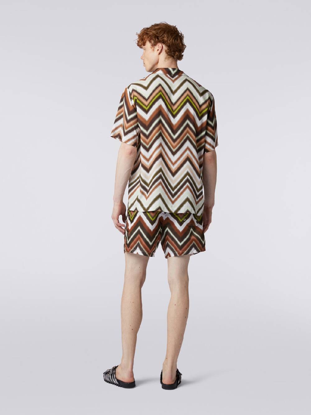 M Missoni Camicia a maniche corte in viscosa con stampa chevron Sconto