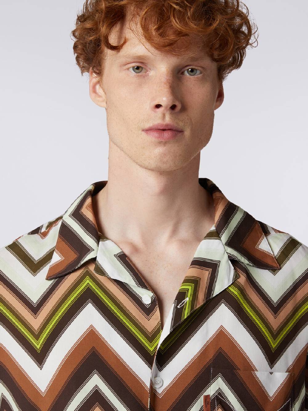 M Missoni Camicia a maniche corte in viscosa con stampa chevron Sconto