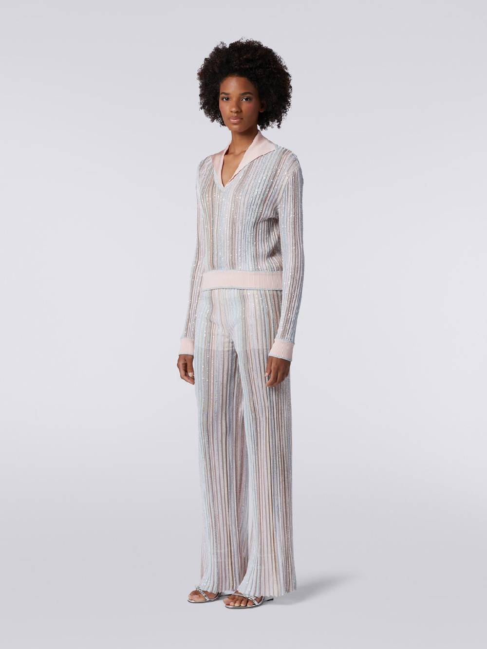 M Missoni Pantaloni in maglia a righe verticali con paillettes Online