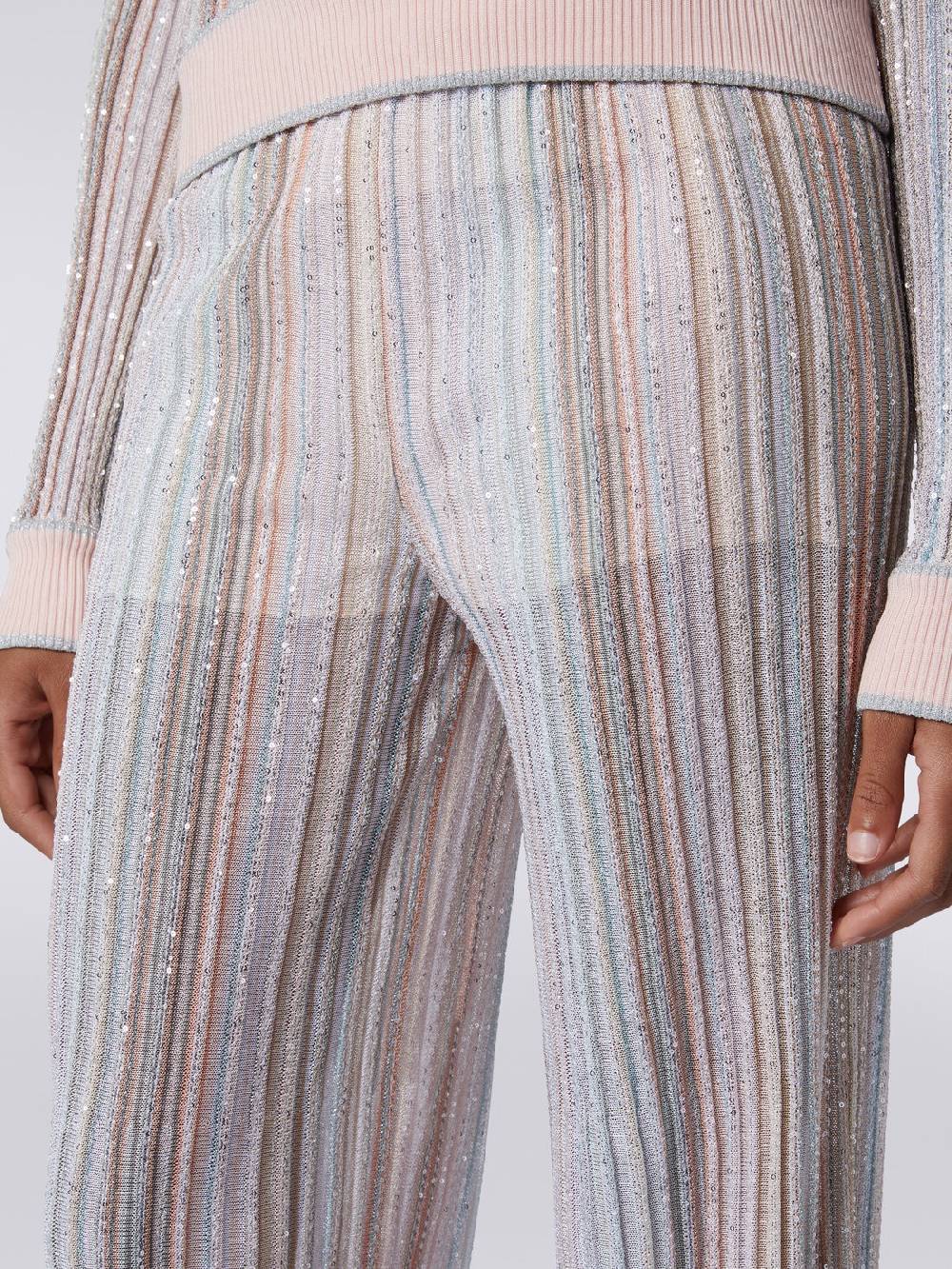 M Missoni Pantaloni in maglia a righe verticali con paillettes Online