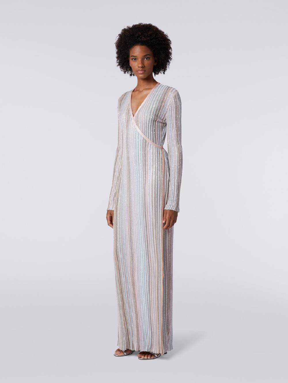 M Missoni Abito lungo con chiusura a portafoglio e paillettes Outlet