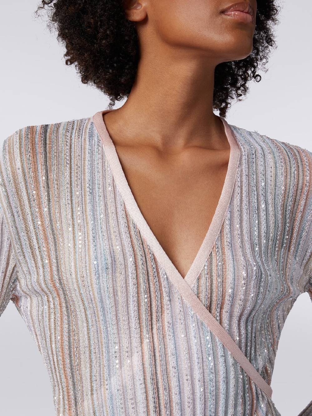 M Missoni Abito lungo con chiusura a portafoglio e paillettes Outlet