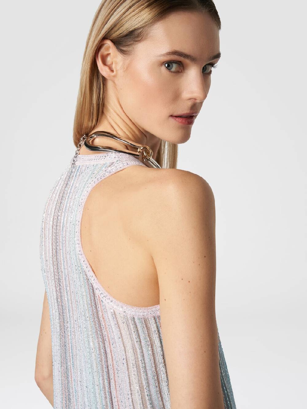M Missoni Canottiera in maglia a righe verticali con paillettes Saldi