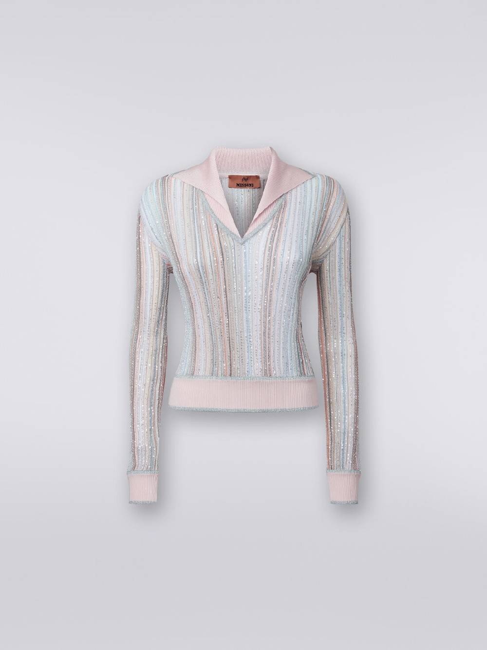 M Missoni Top a maniche lunghe con righe verticali e paillettes Offerte
