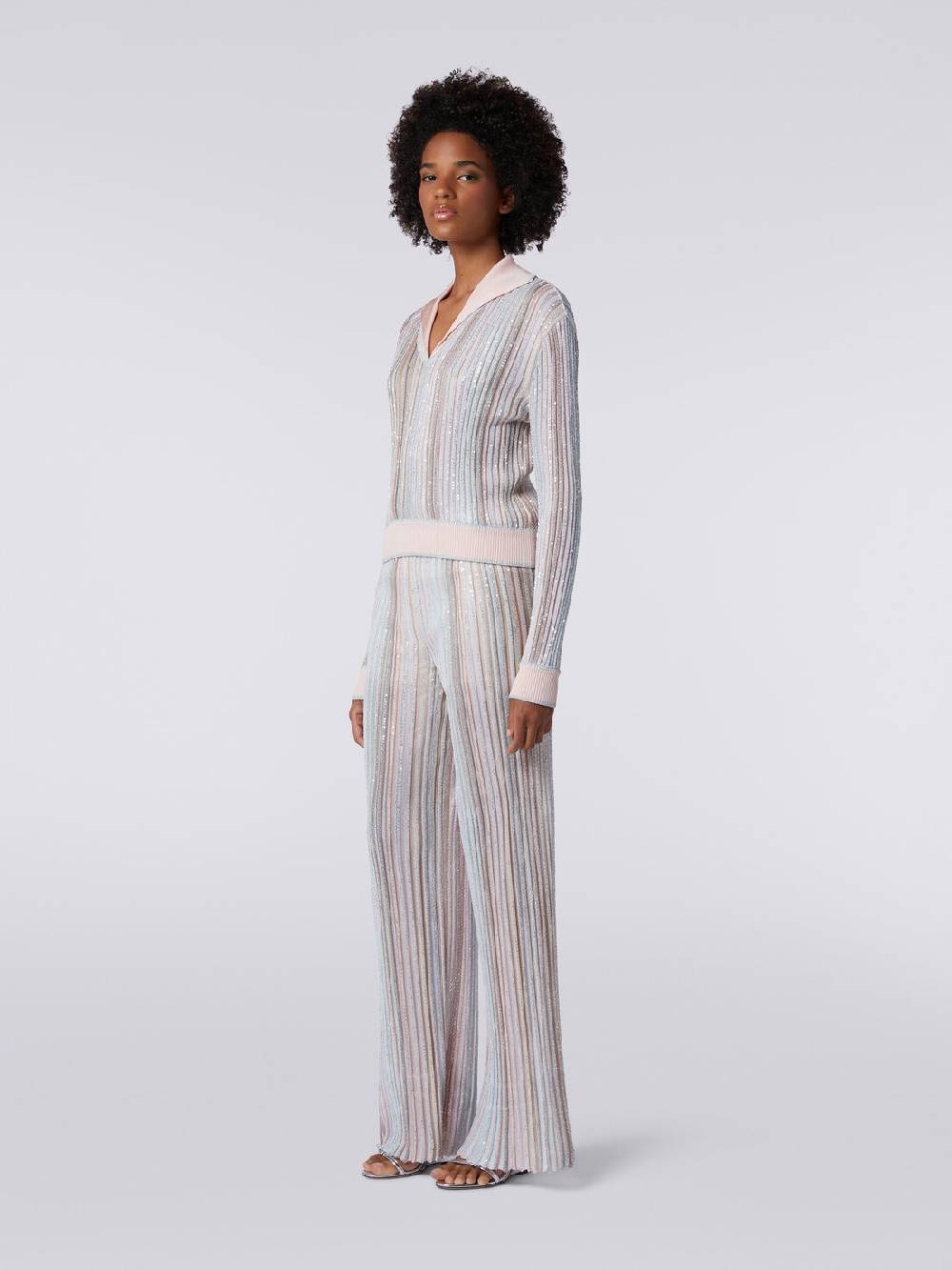 M Missoni Top a maniche lunghe con righe verticali e paillettes Offerte