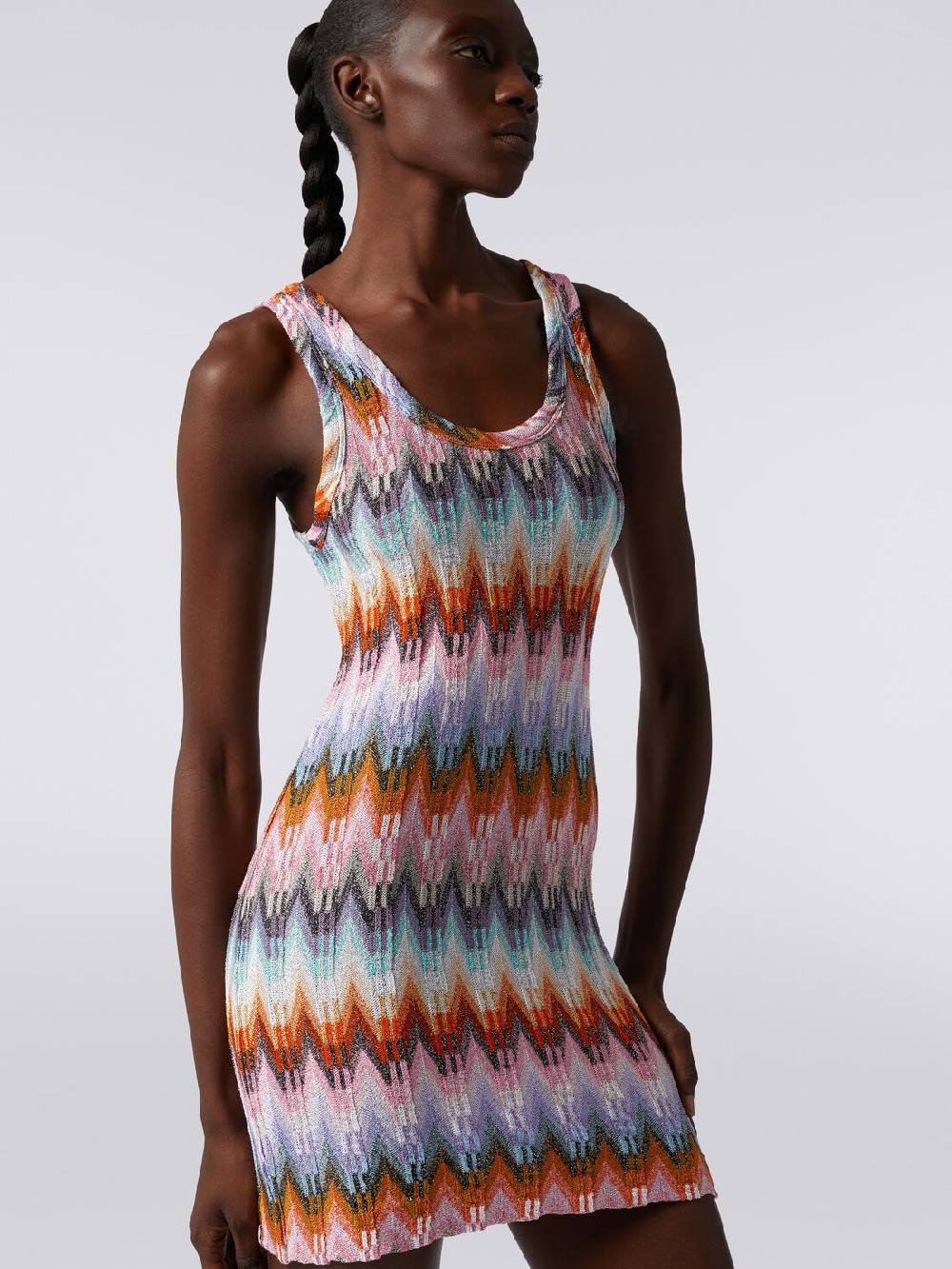 M Missoni Mini-abito smanicato in viscosa zig zag con lurex Hotsell