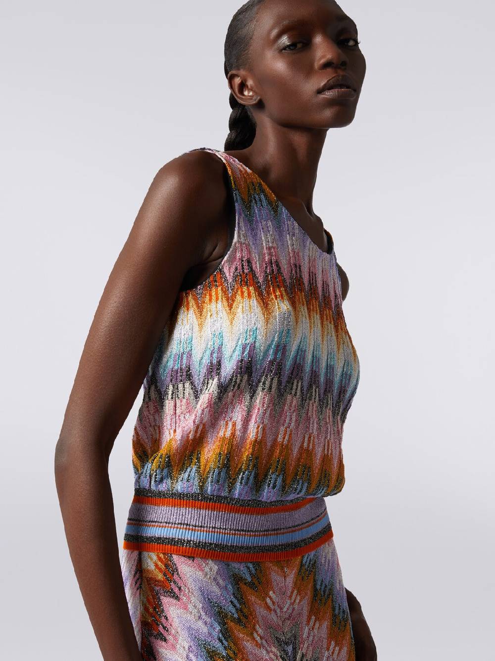 M Missoni Top senza maniche in viscosa zig zag con lurex Vendita Economica