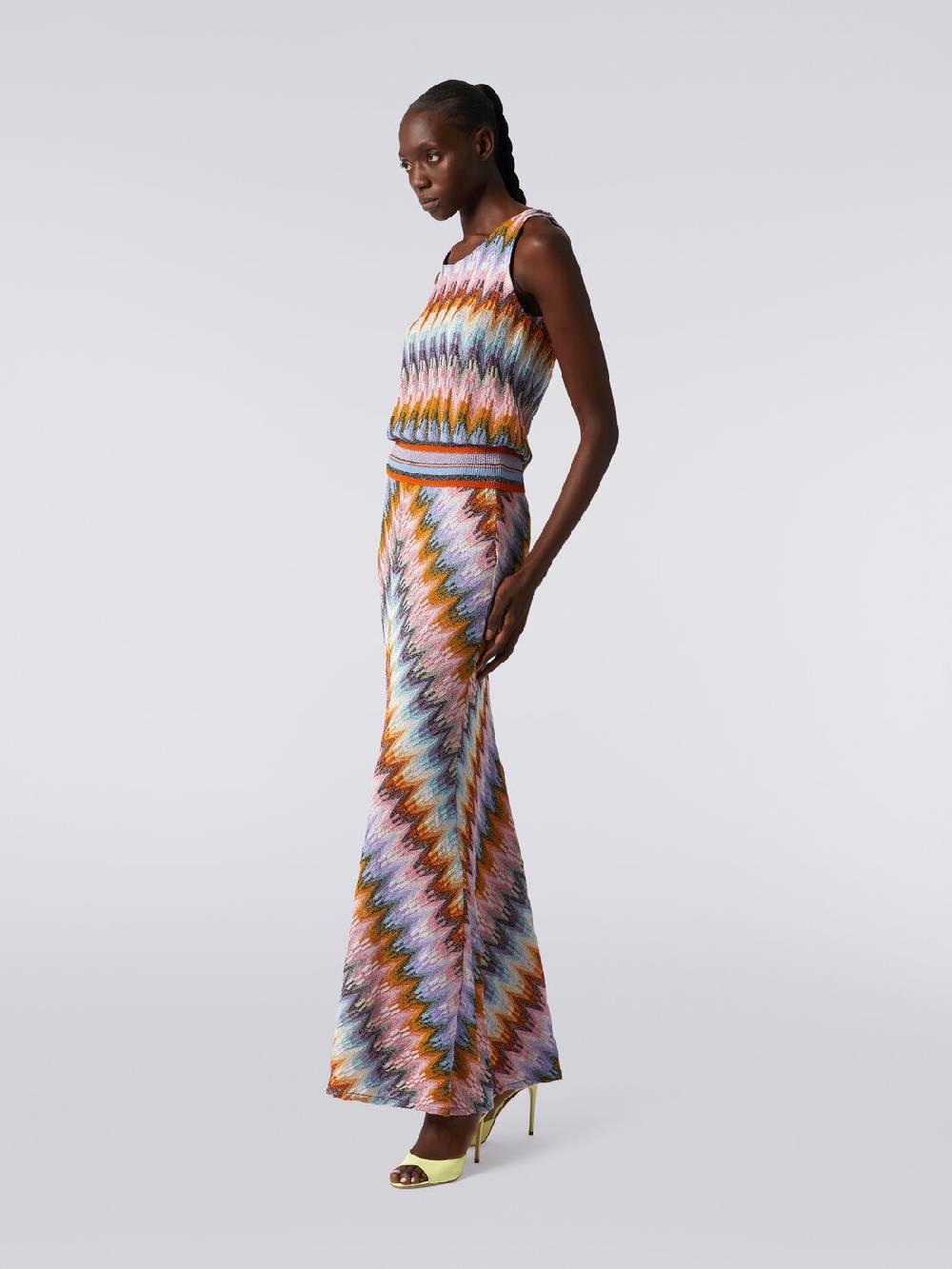 M Missoni Gonna lunga svasata in viscosa zig zag con lurex Saldi Di Fabbrica