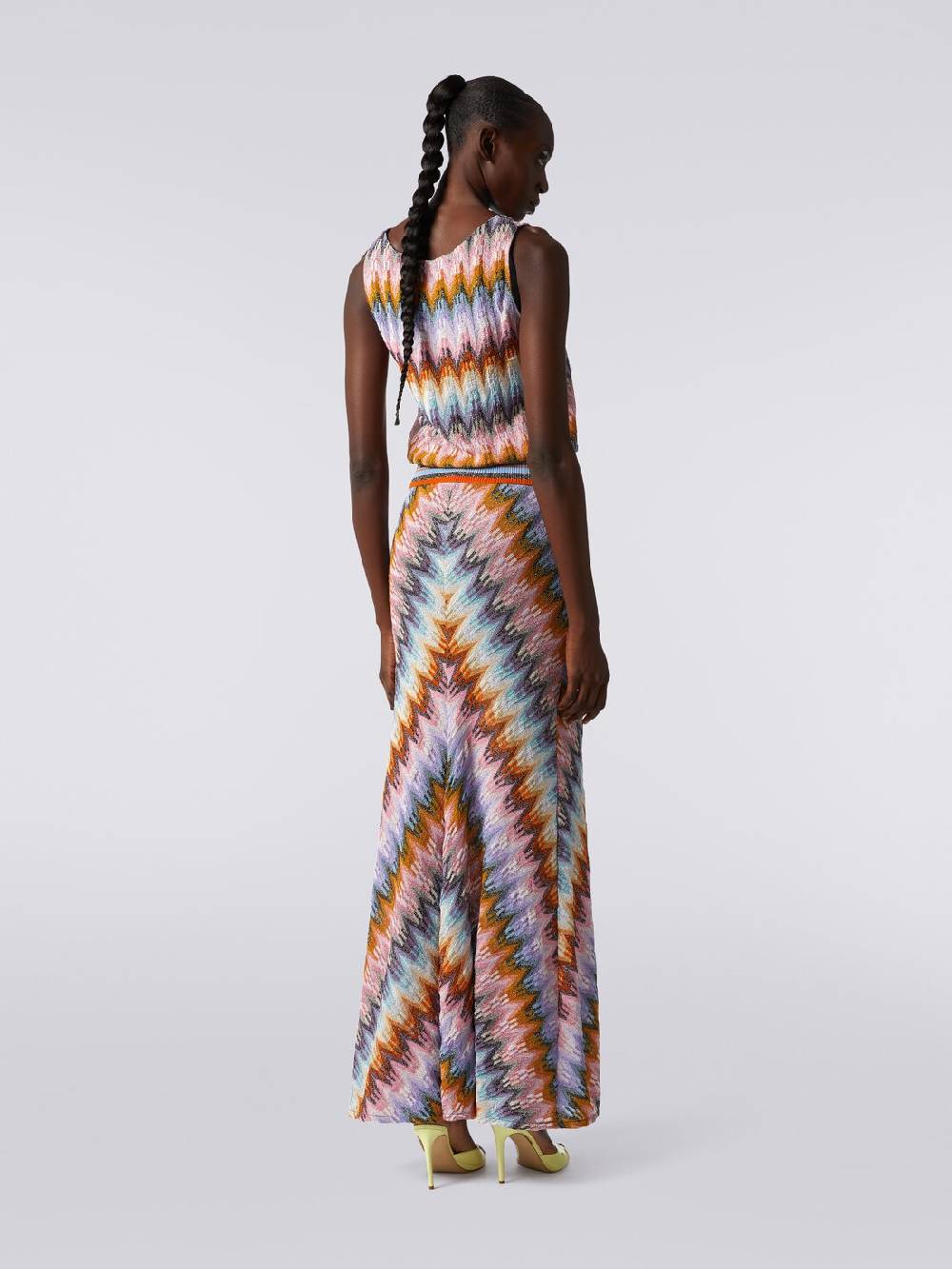 M Missoni Gonna lunga svasata in viscosa zig zag con lurex Saldi Di Fabbrica