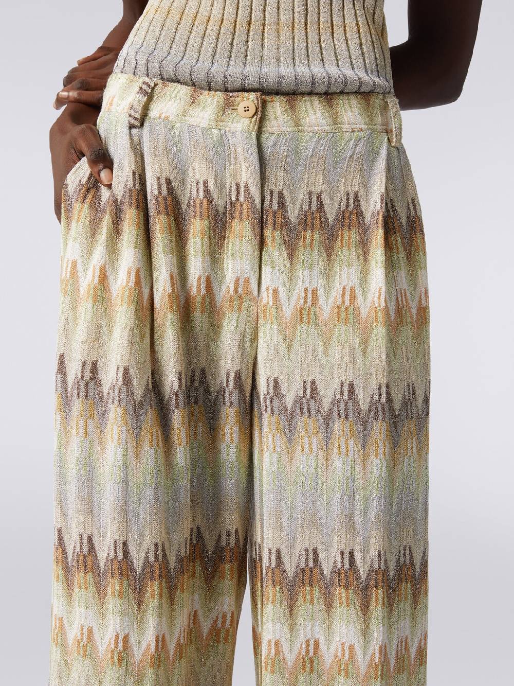 M Missoni Pantaloni classici in viscosa zig zag con lurex Vendite Flash
