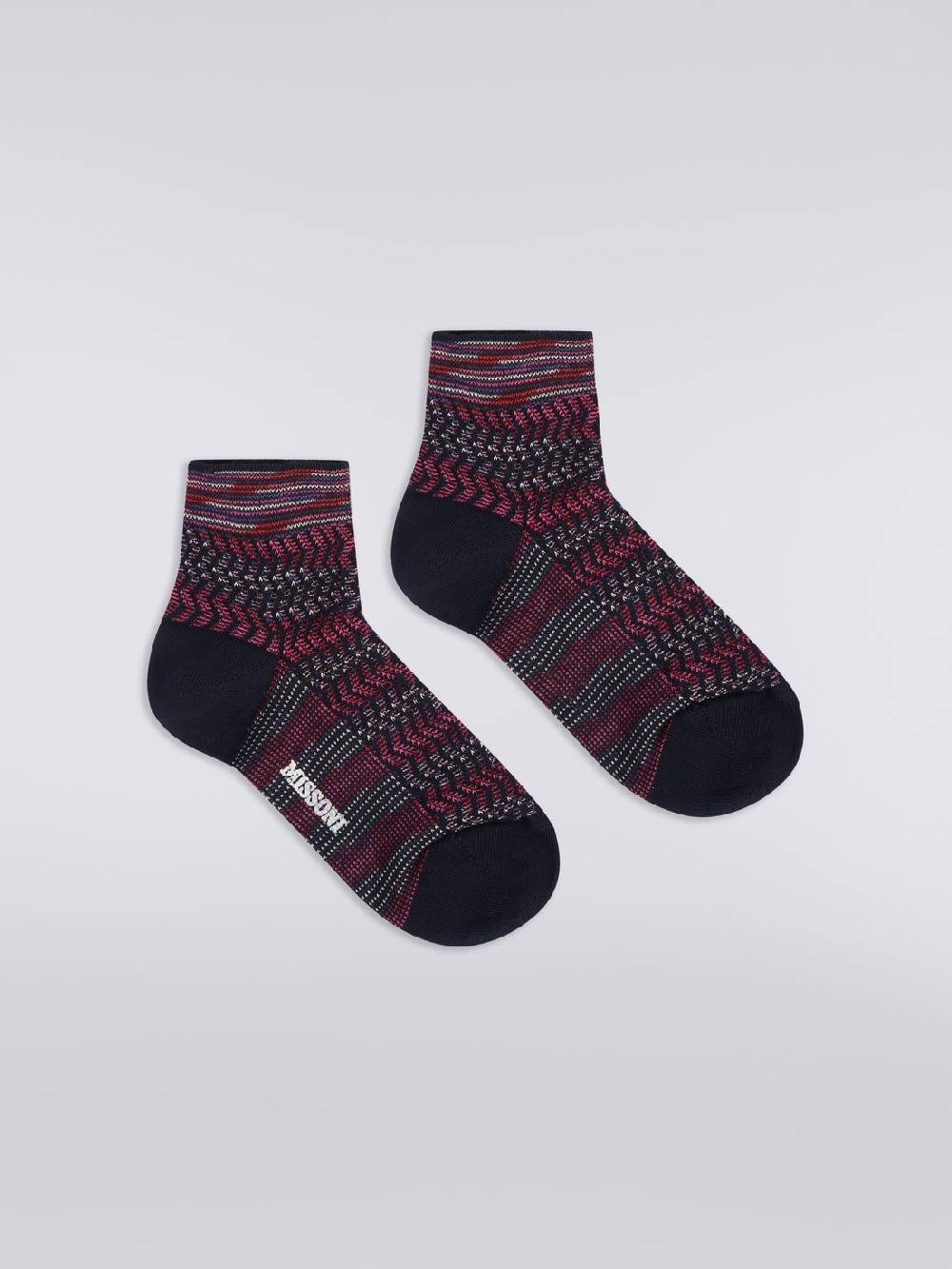 M Missoni Calze corte in cotone e nylon con multi-lavorazione Nuova