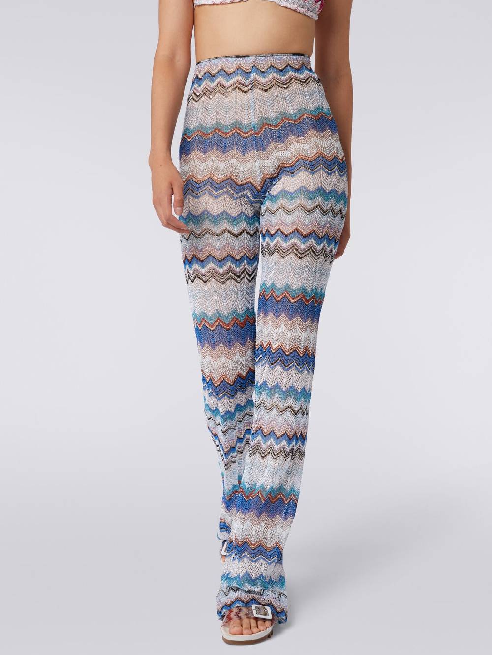 M Missoni Pantaloni copricostume in crochet zig zag con lurex 2025