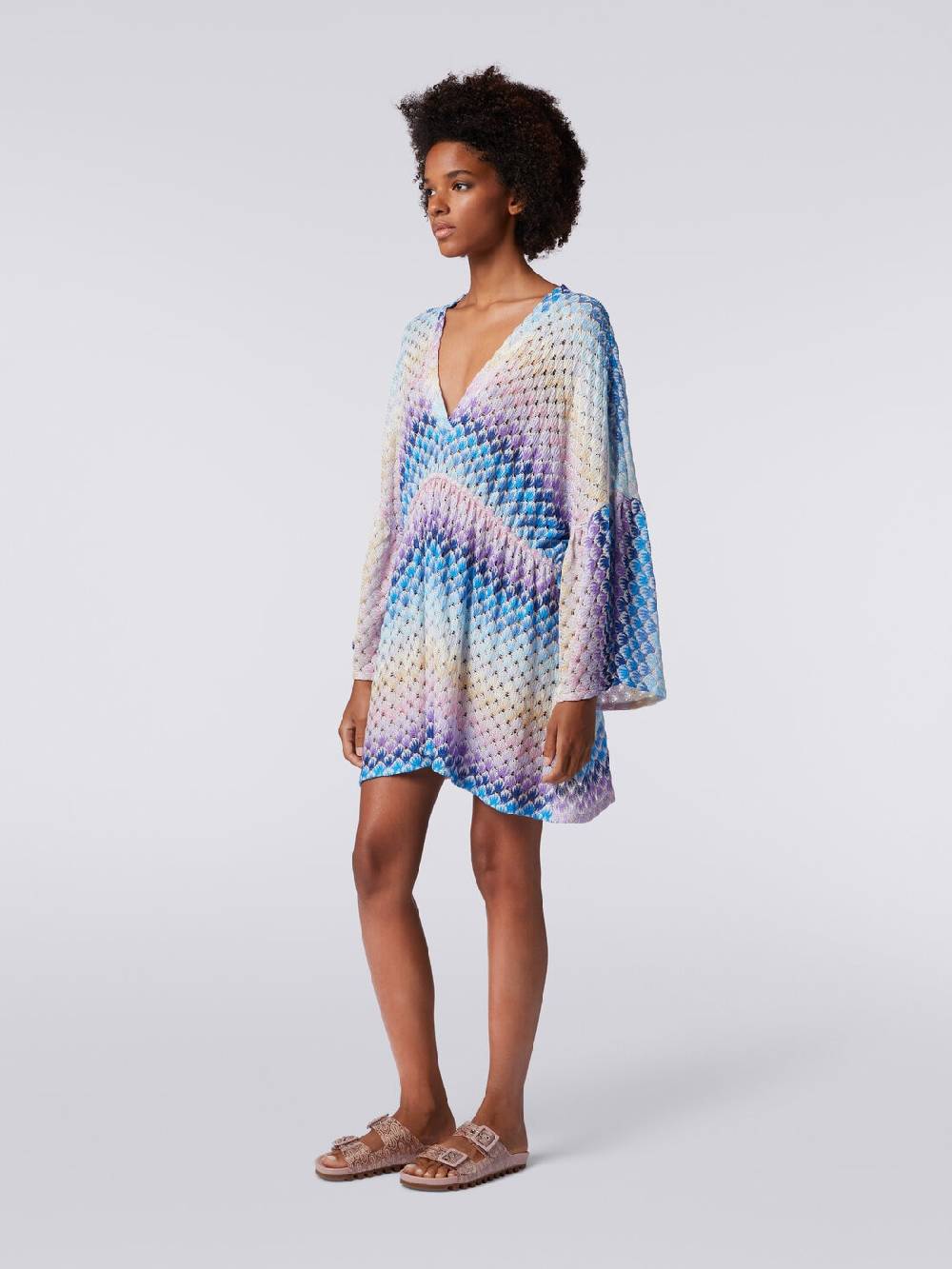 M Missoni Caftano copricostume corto effetto pizzo con lurex Vendita