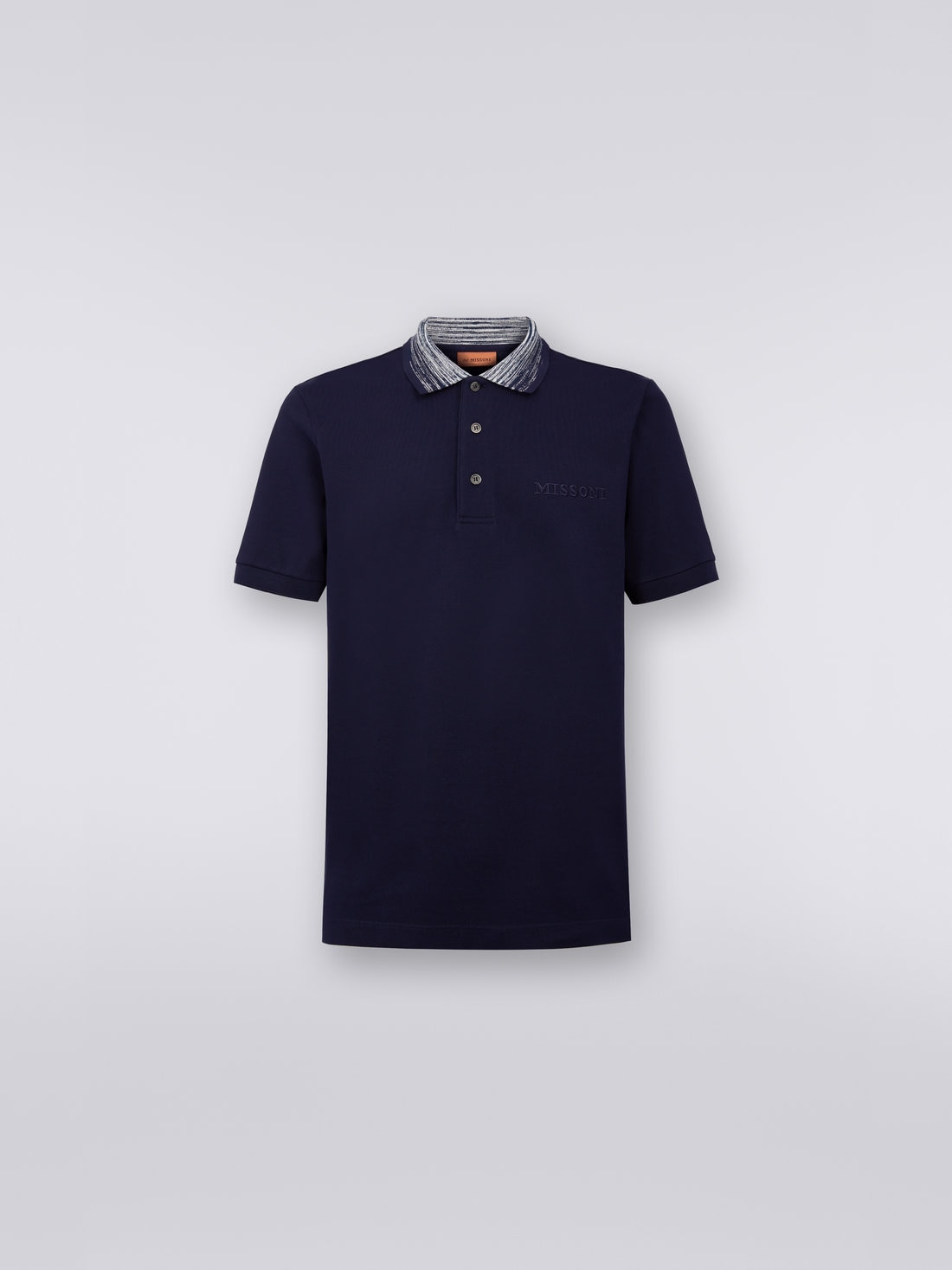 M Missoni Polo in cotone con colletto fiammato e scritta logo Promozione