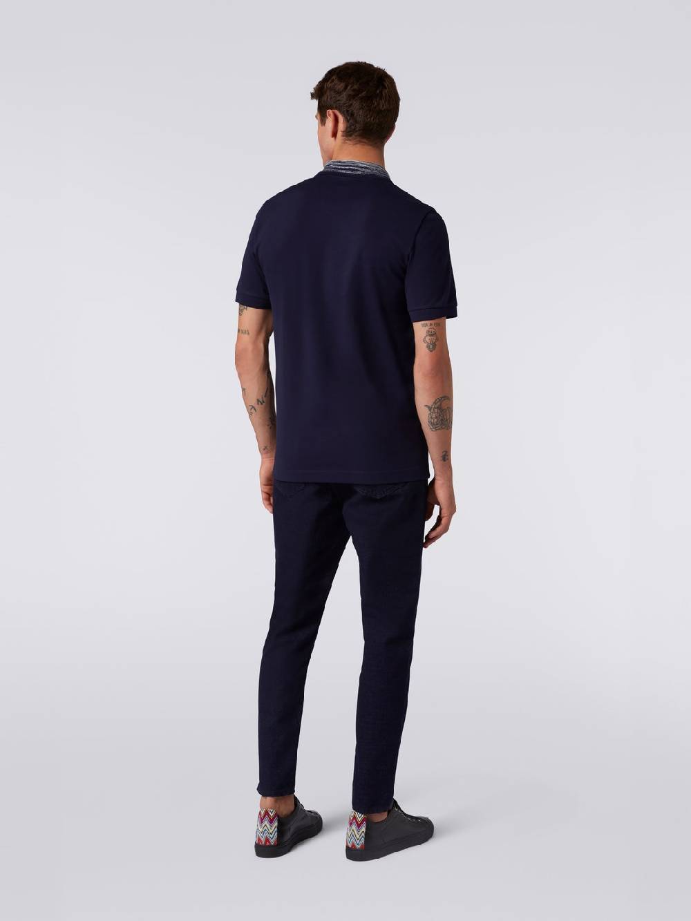 M Missoni Polo in cotone con colletto fiammato e scritta logo Promozione