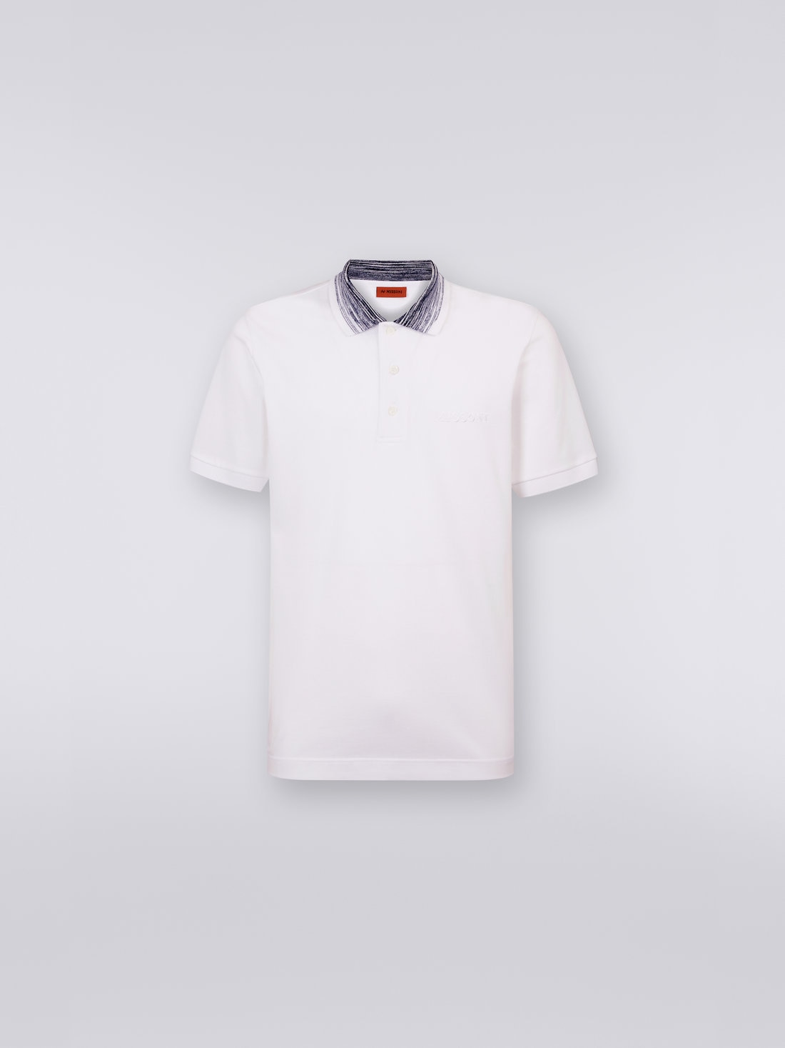 M Missoni Polo in cotone con colletto fiammato e scritta logo Spedizione Gratuita