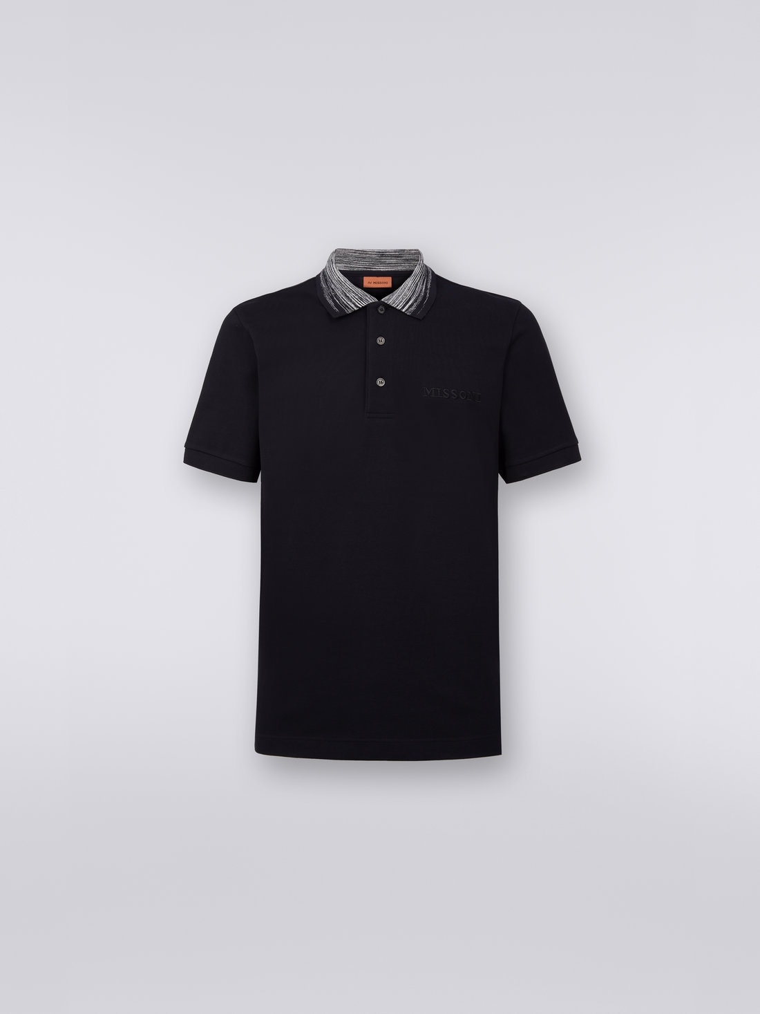 M Missoni Polo in cotone con colletto fiammato e scritta logo Pezzi Unici