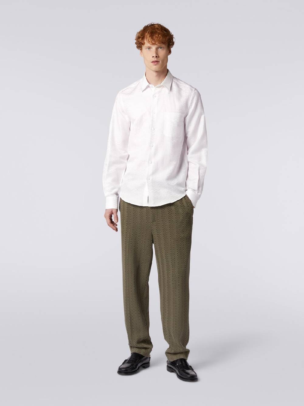 M Missoni Camicia a maniche lunghe in misto cotone con motivo zig zag