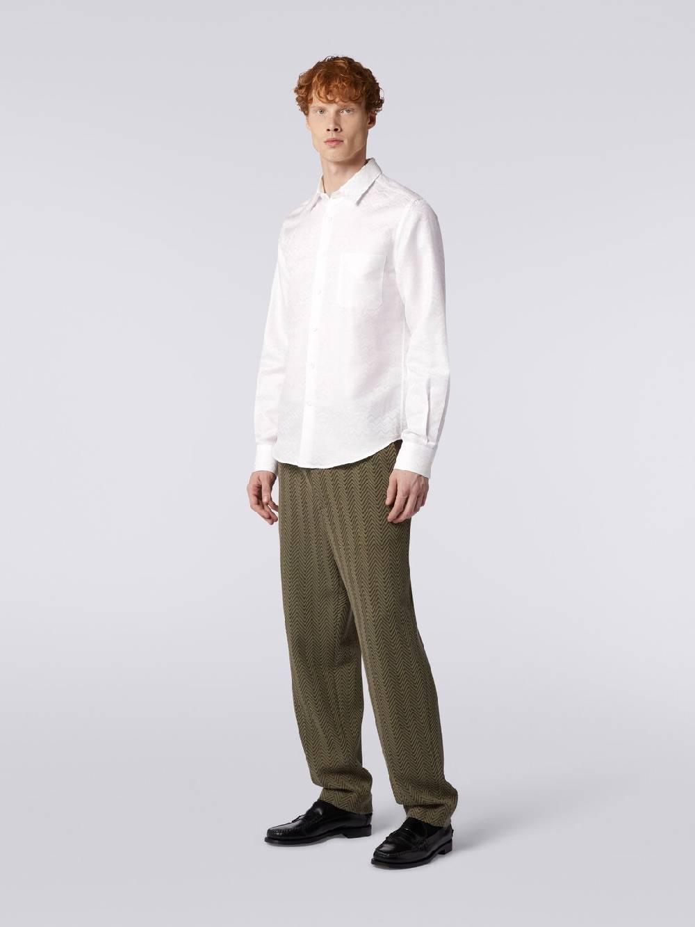 M Missoni Camicia a maniche lunghe in misto cotone con motivo zig zag Acquista Ora