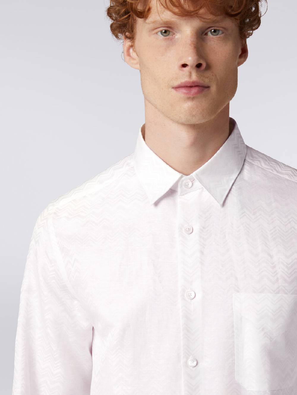 M Missoni Camicia a maniche lunghe in misto cotone con motivo zig zag Acquista Ora