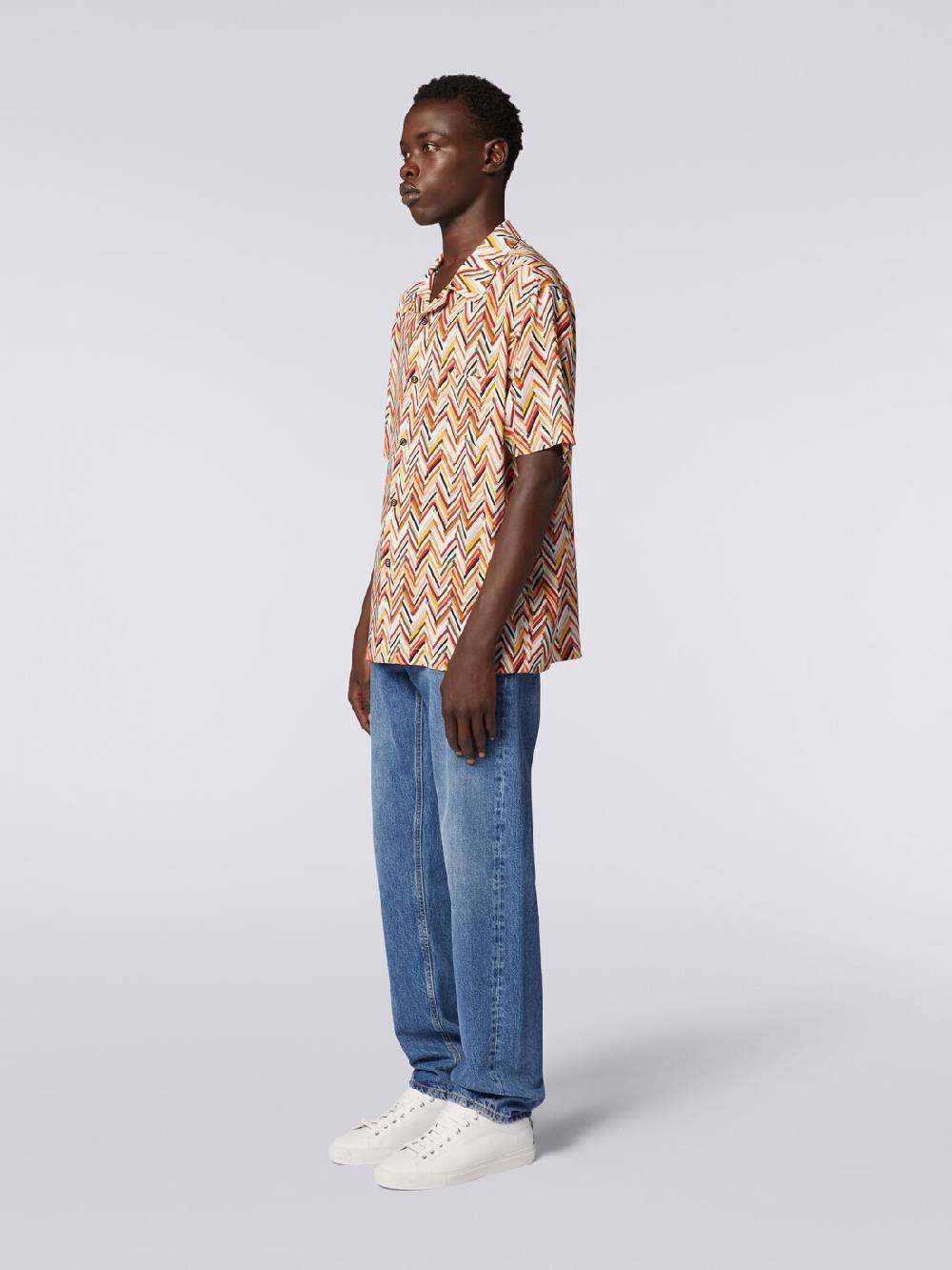 M Missoni Camicia a maniche corte in viscosa con stampa zig zag Promozione Limitata