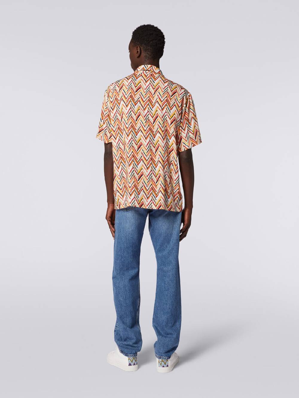 M Missoni Camicia a maniche corte in viscosa con stampa zig zag Promozione Limitata