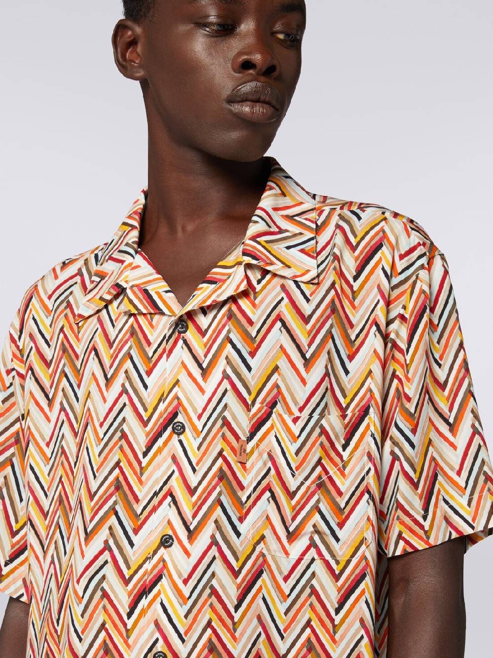 M Missoni Camicia a maniche corte in viscosa con stampa zig zag Promozione Limitata
