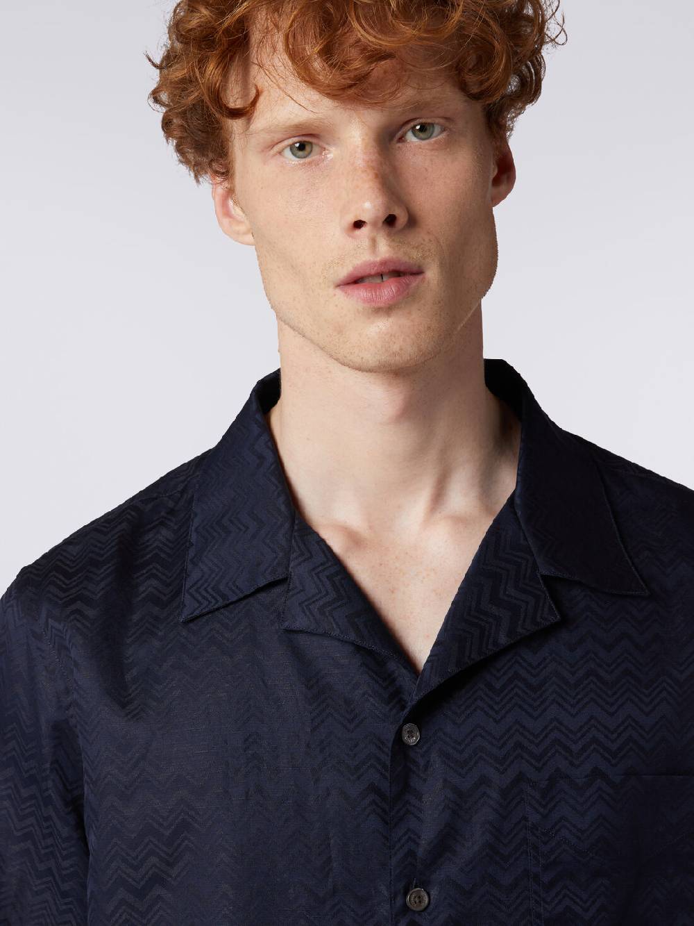 M Missoni Camicia a maniche corte modello bowling in misto cotone chevron Offerta